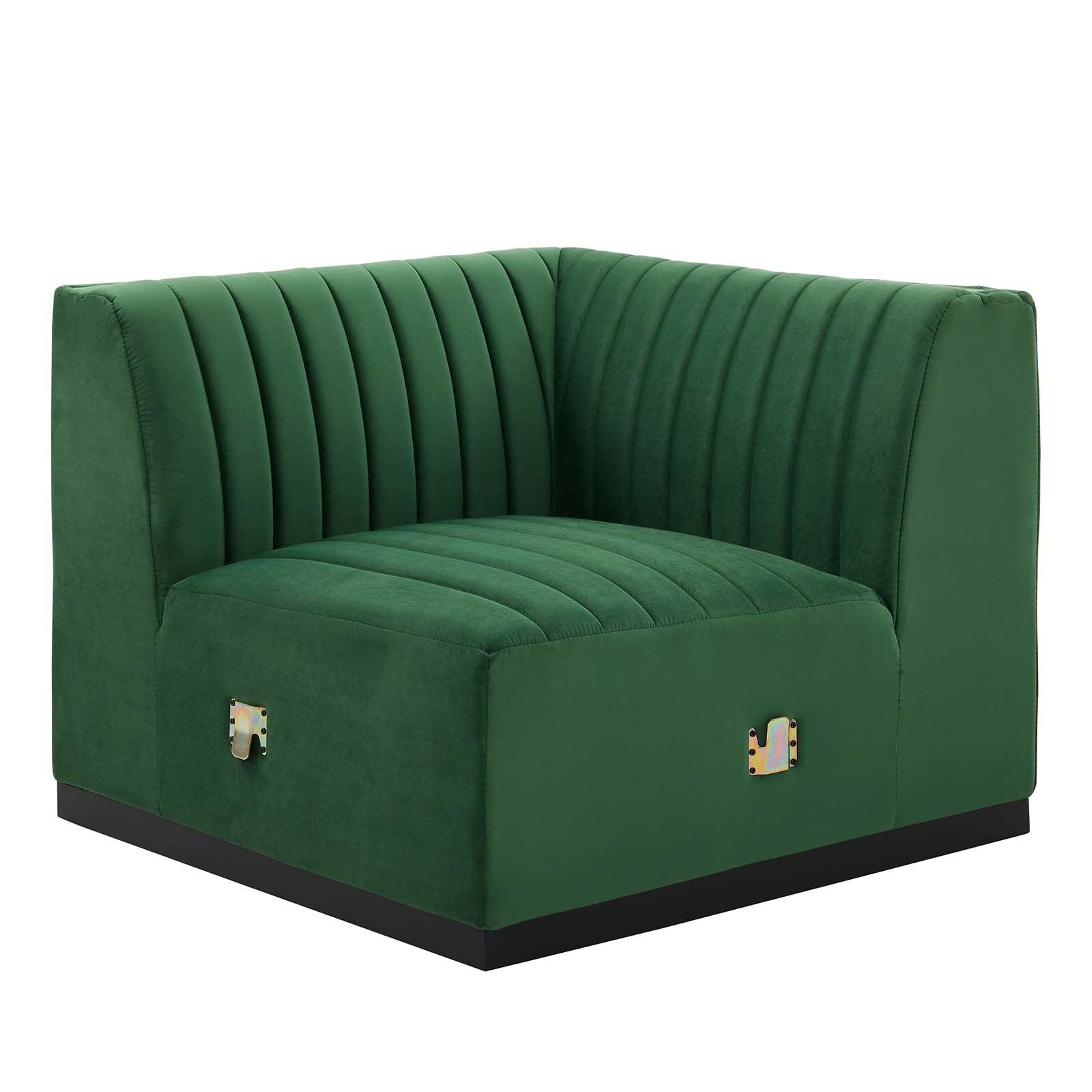 Modway Conjure Channel Tufted Performance Velvet Right Corner Chair FredCo