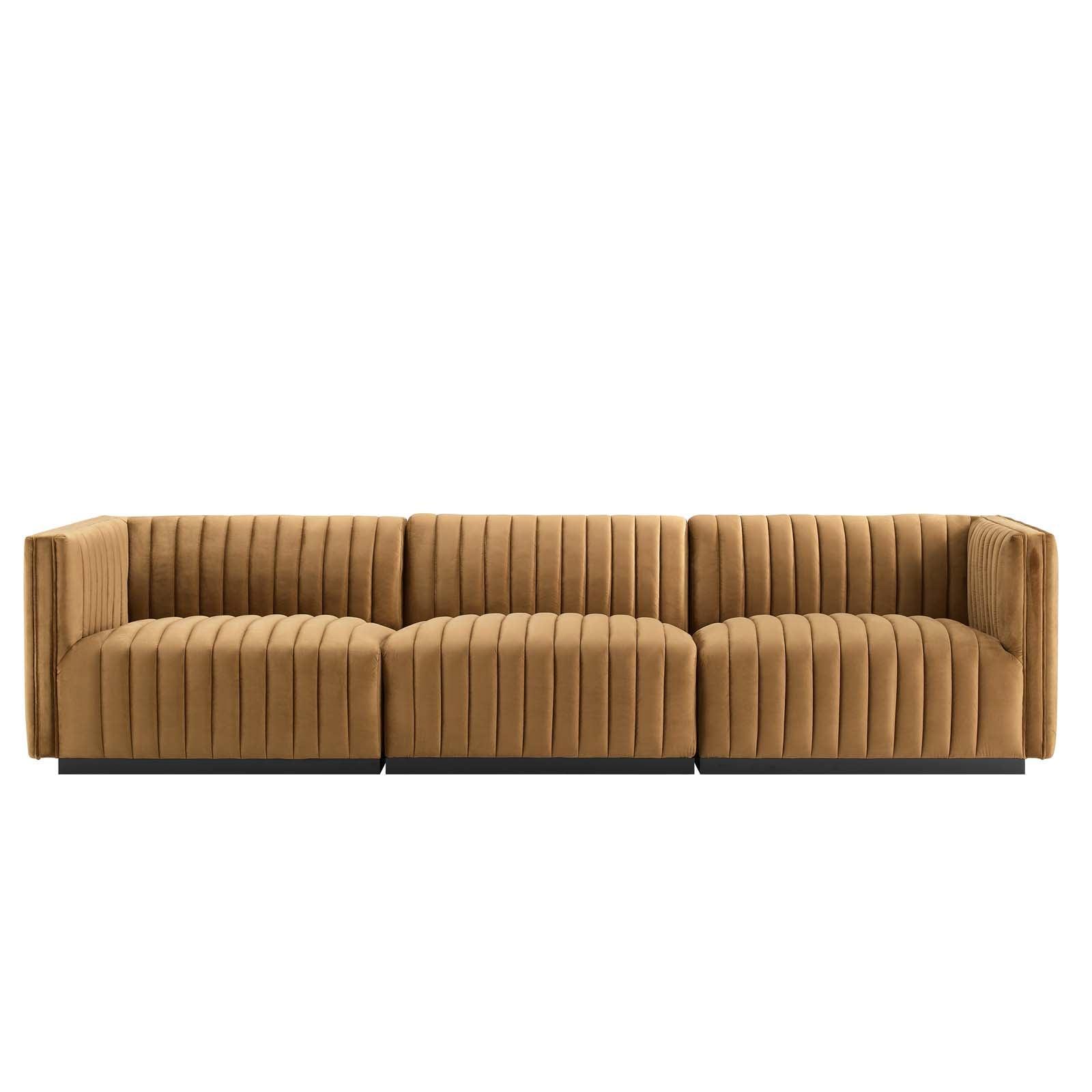 Modway Conjure Channel Tufted Performance Velvet Sofa FredCo