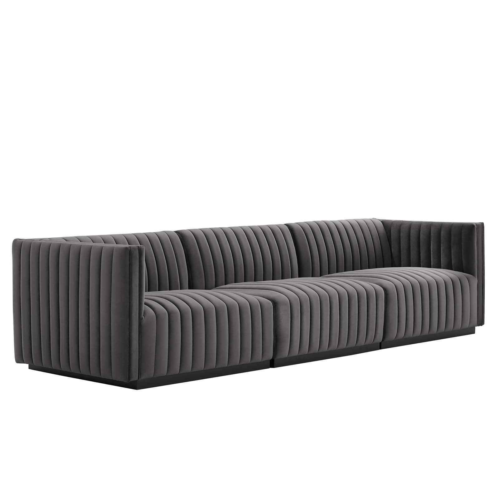 Modway Conjure Channel Tufted Performance Velvet Sofa FredCo