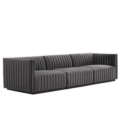 Modway Conjure Channel Tufted Performance Velvet Sofa FredCo