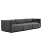 Modway Conjure Channel Tufted Performance Velvet Sofa FredCo