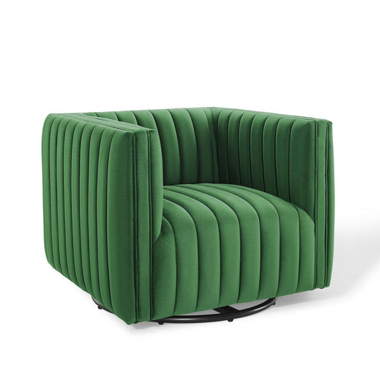 Modway Conjure Channel Tufted Performance Velvet Swivel Armchair FredCo