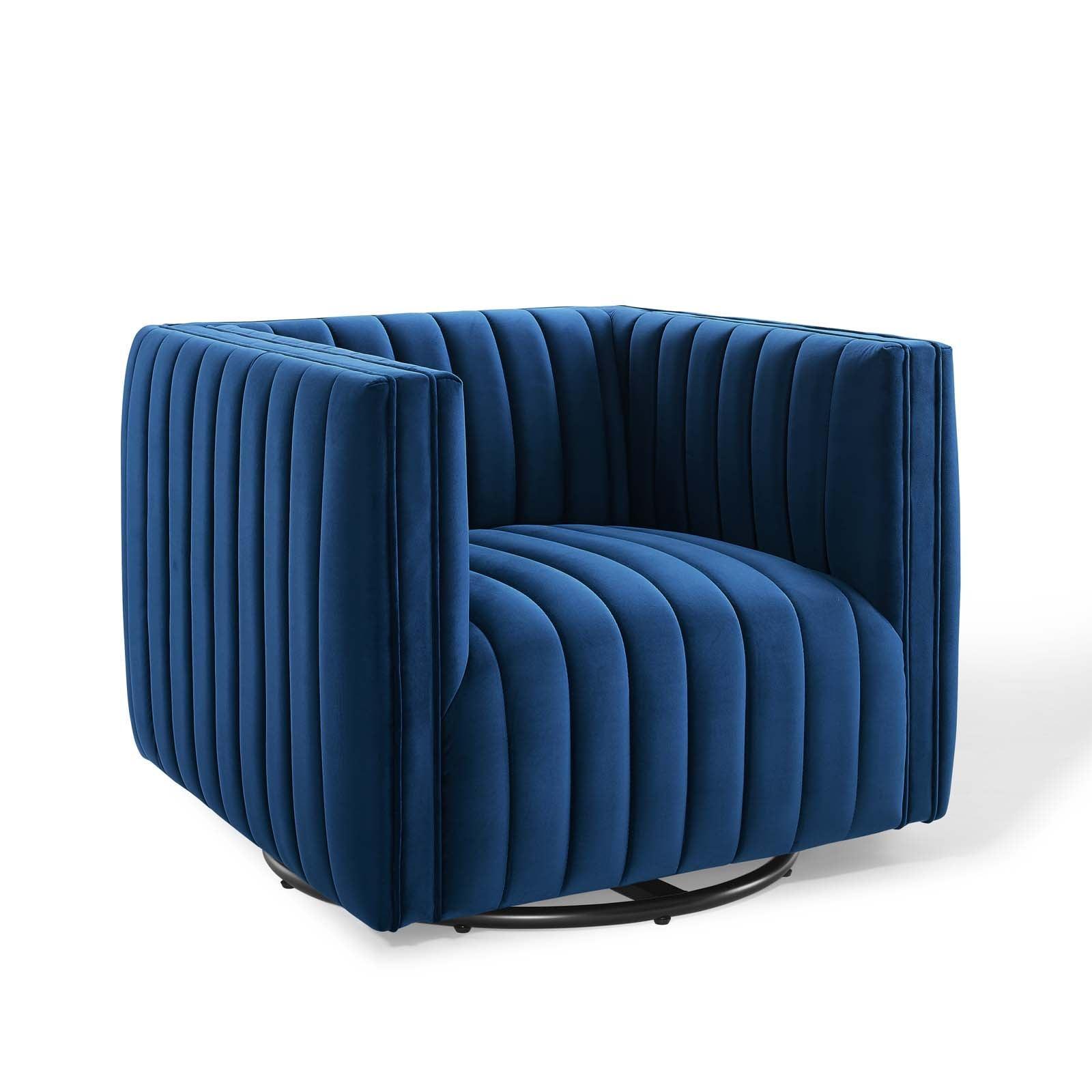 Modway Conjure Channel Tufted Performance Velvet Swivel Armchair FredCo