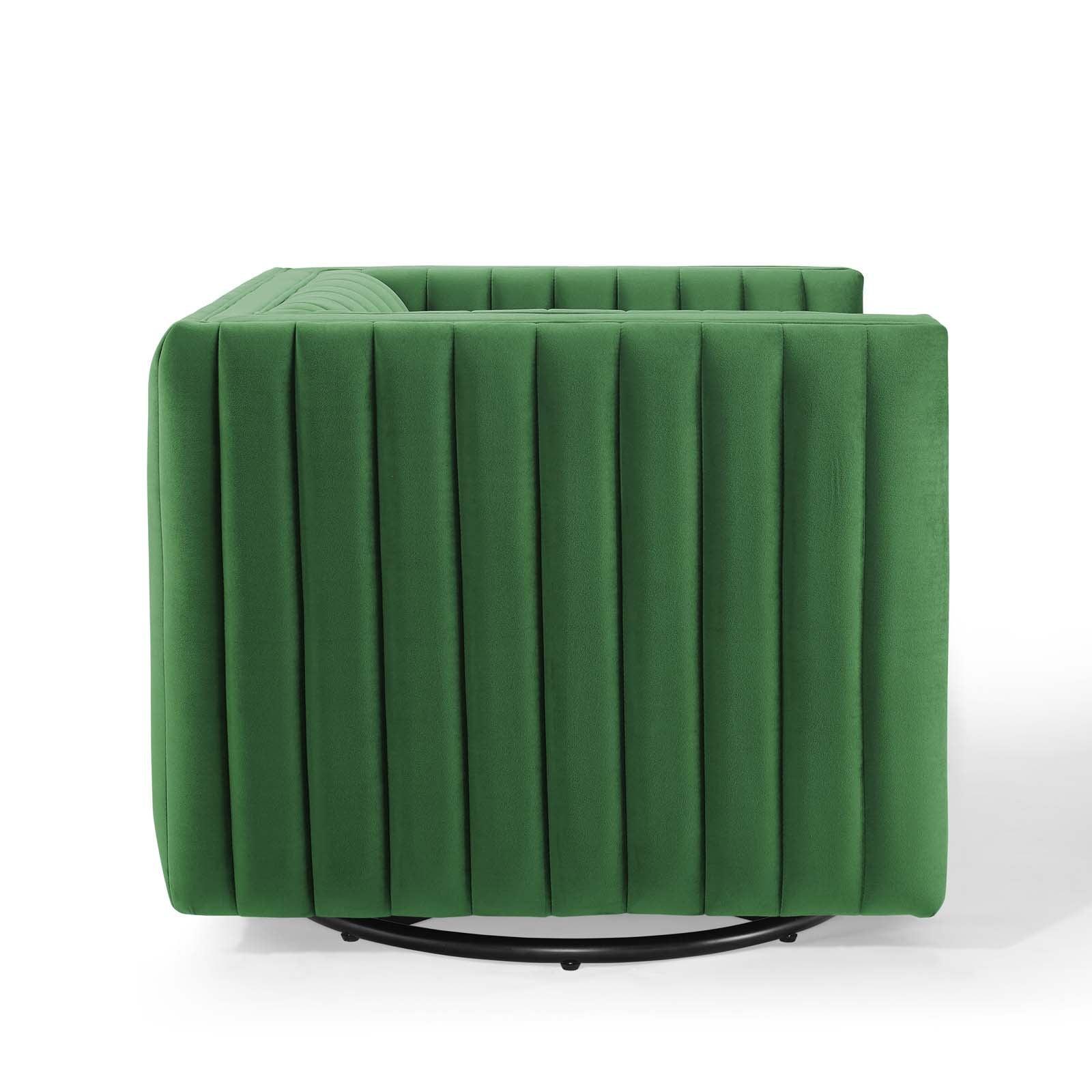 Modway Conjure Channel Tufted Performance Velvet Swivel Armchair FredCo