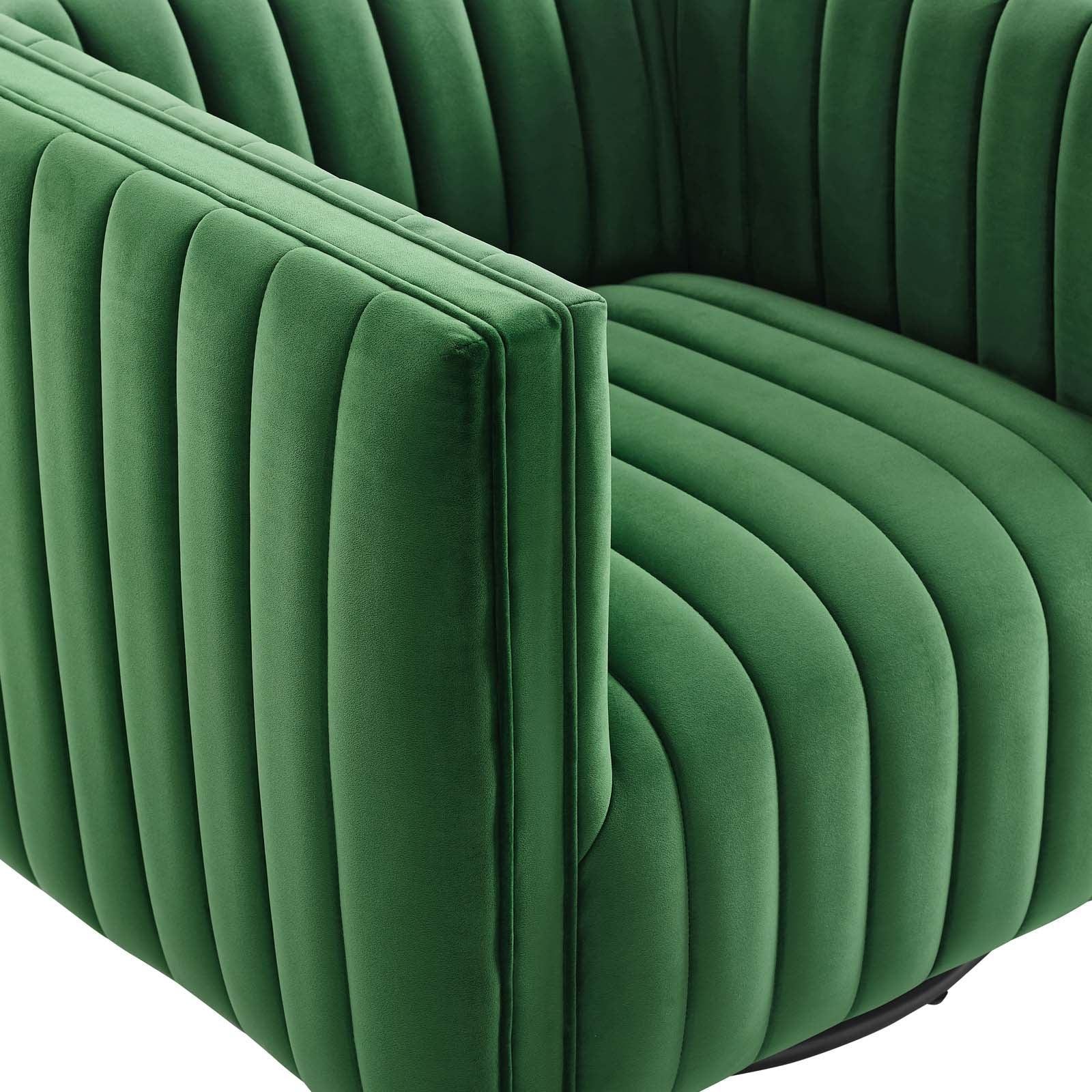 Modway Conjure Channel Tufted Performance Velvet Swivel Armchair FredCo