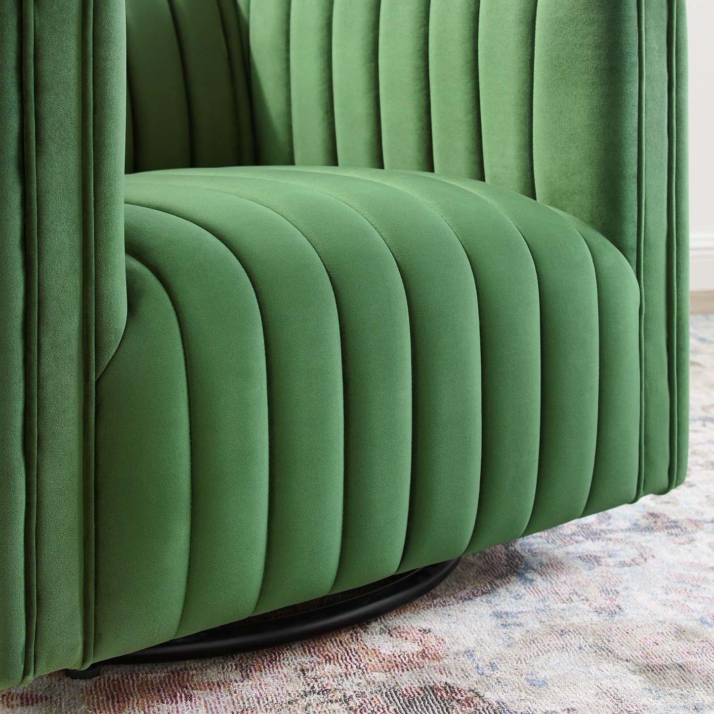 Modway Conjure Channel Tufted Performance Velvet Swivel Armchair FredCo