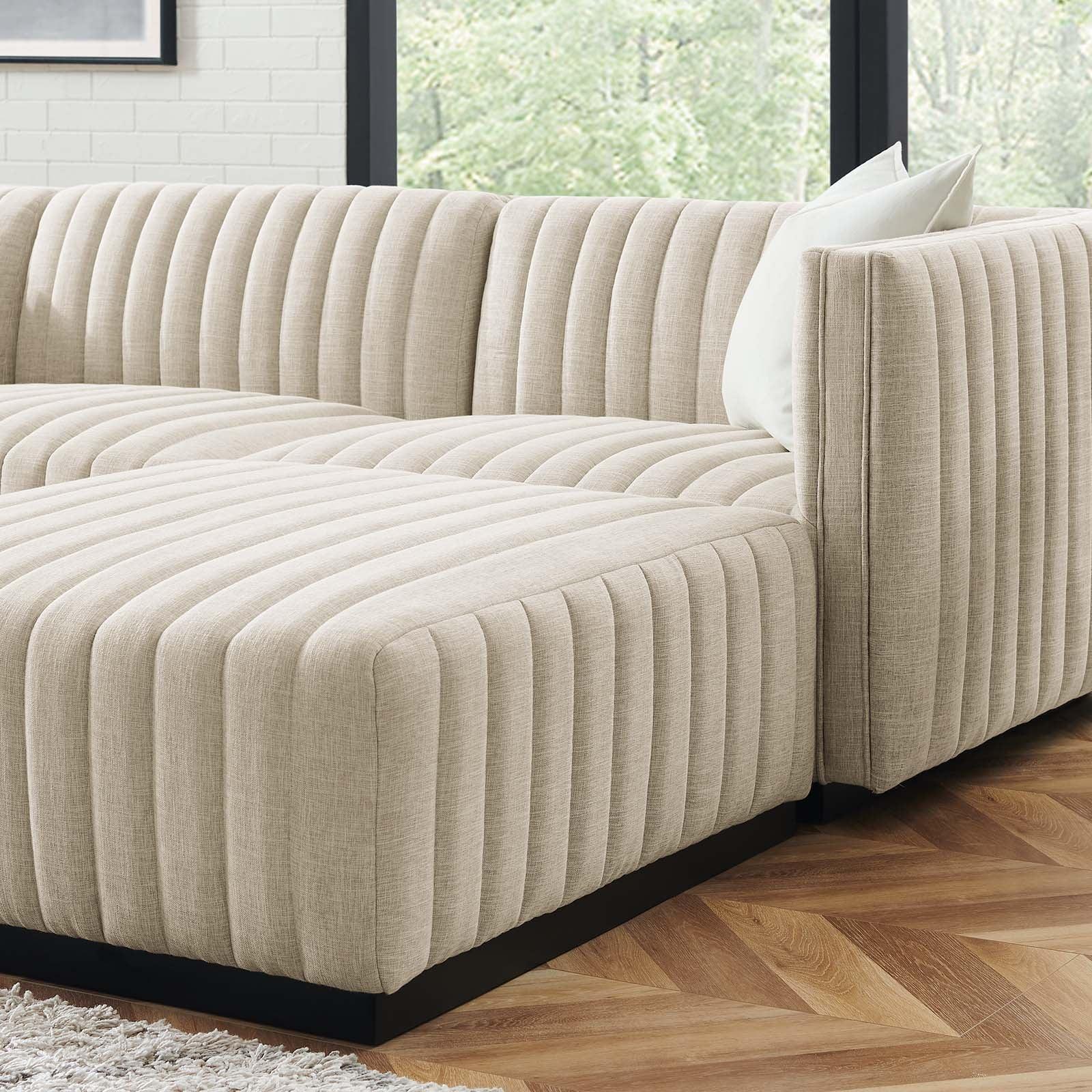 Modway Conjure Channel Tufted Upholstered Fabric 4-Piece Sectional Sofa FredCo