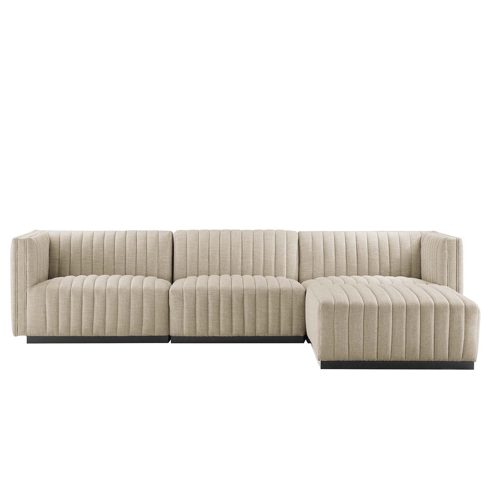 Modway Conjure Channel Tufted Upholstered Fabric 4-Piece Sectional Sofa FredCo