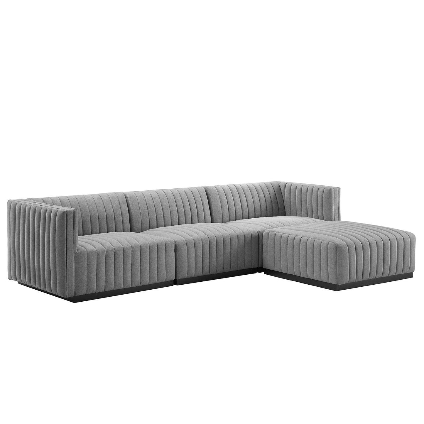 Modway Conjure Channel Tufted Upholstered Fabric 4-Piece Sectional Sofa FredCo
