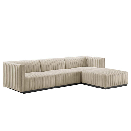 Modway Conjure Channel Tufted Upholstered Fabric 4-Piece Sectional Sofa FredCo