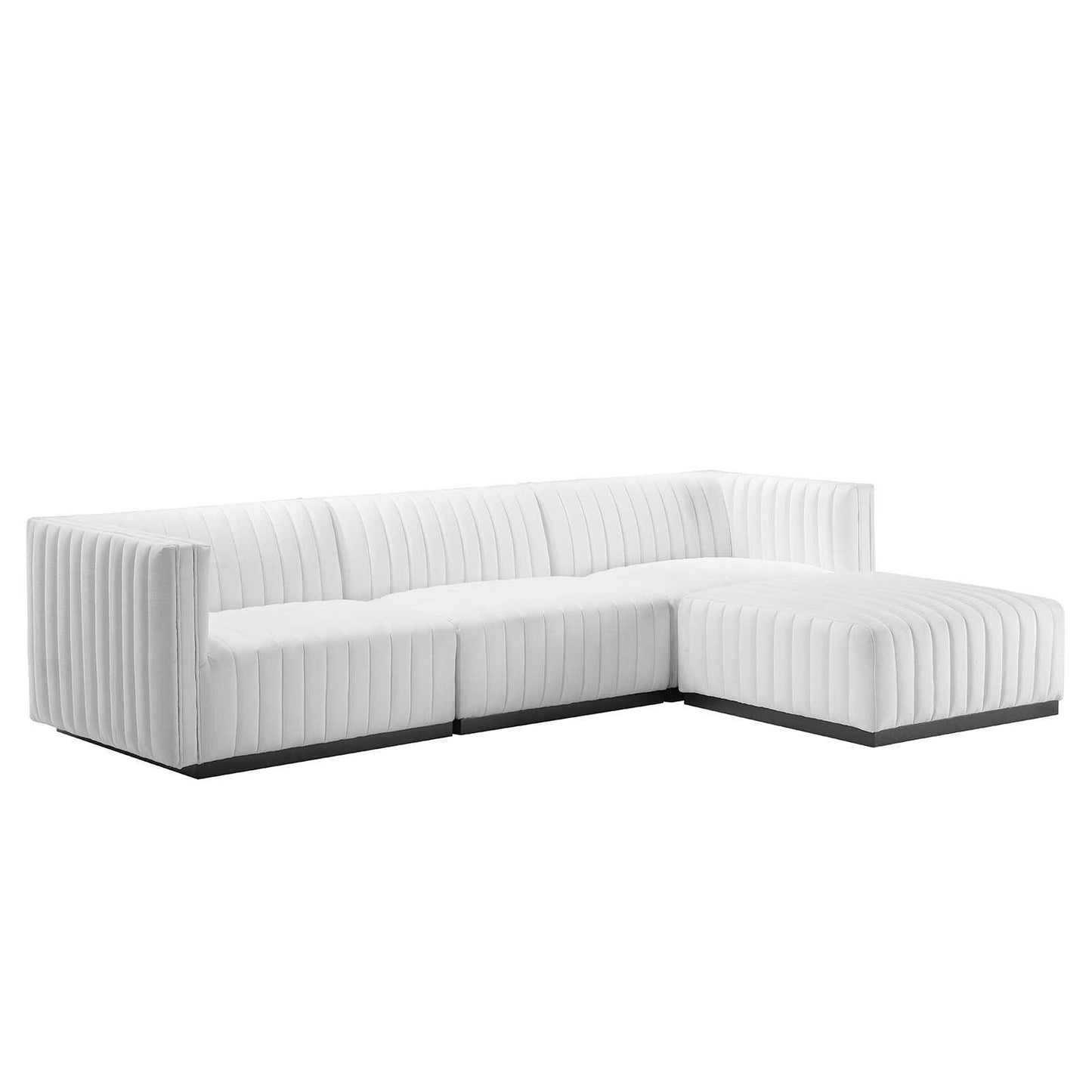 Modway Conjure Channel Tufted Upholstered Fabric 4-Piece Sectional Sofa FredCo