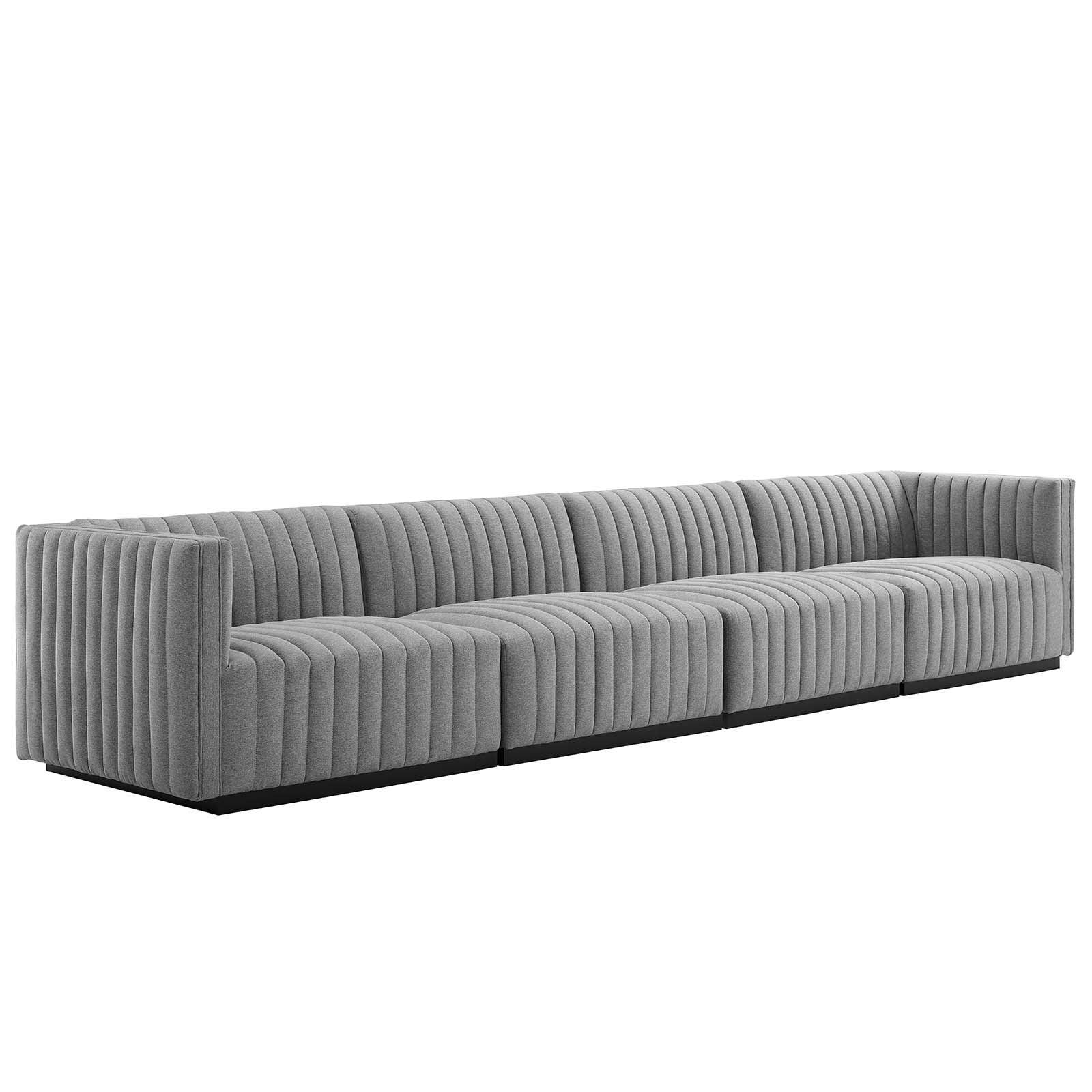 Modway Conjure Channel Tufted Upholstered Fabric 4-Piece Sofa FredCo
