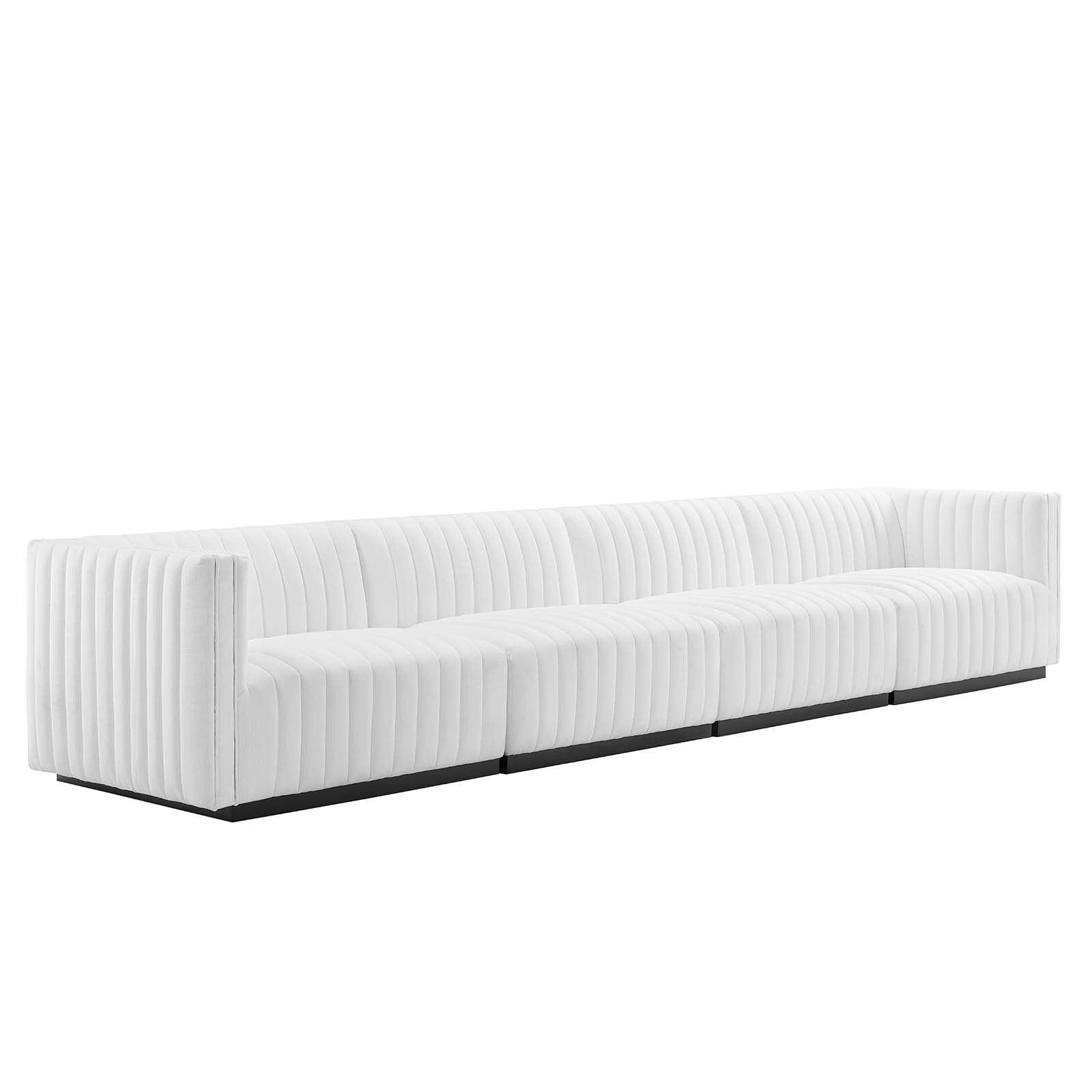 Modway Conjure Channel Tufted Upholstered Fabric 4-Piece Sofa FredCo