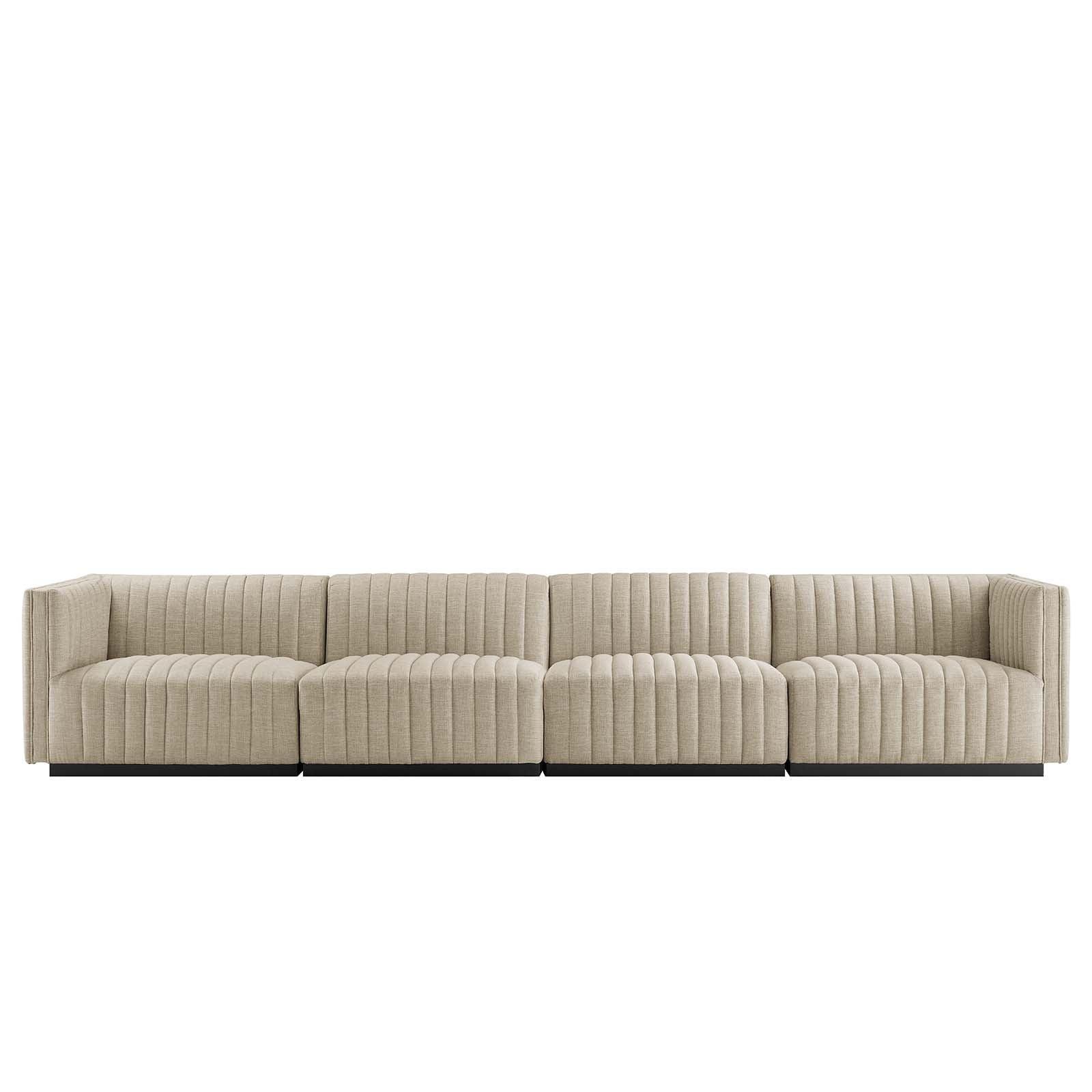 Modway Conjure Channel Tufted Upholstered Fabric 4-Piece Sofa FredCo
