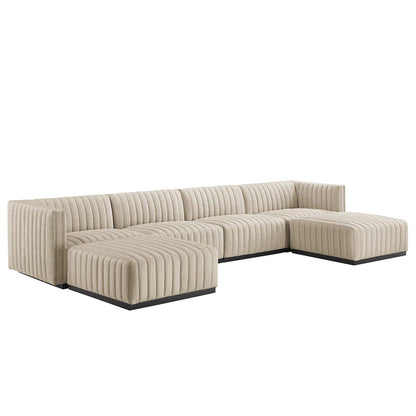 Modway Conjure Channel Tufted Upholstered Fabric 6-Piece Sectional Sofa FredCo
