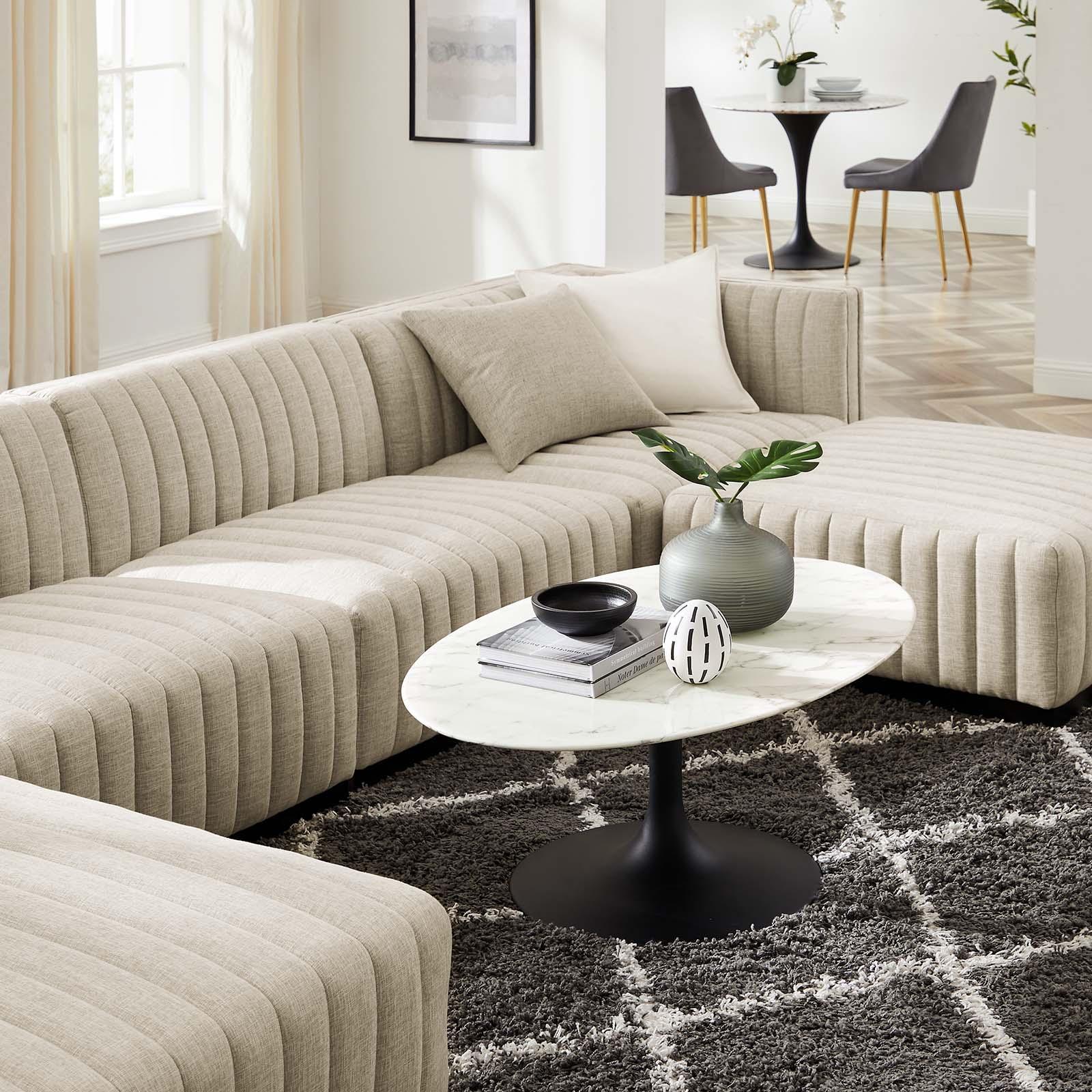 Modway Conjure Channel Tufted Upholstered Fabric 6-Piece Sectional Sofa FredCo