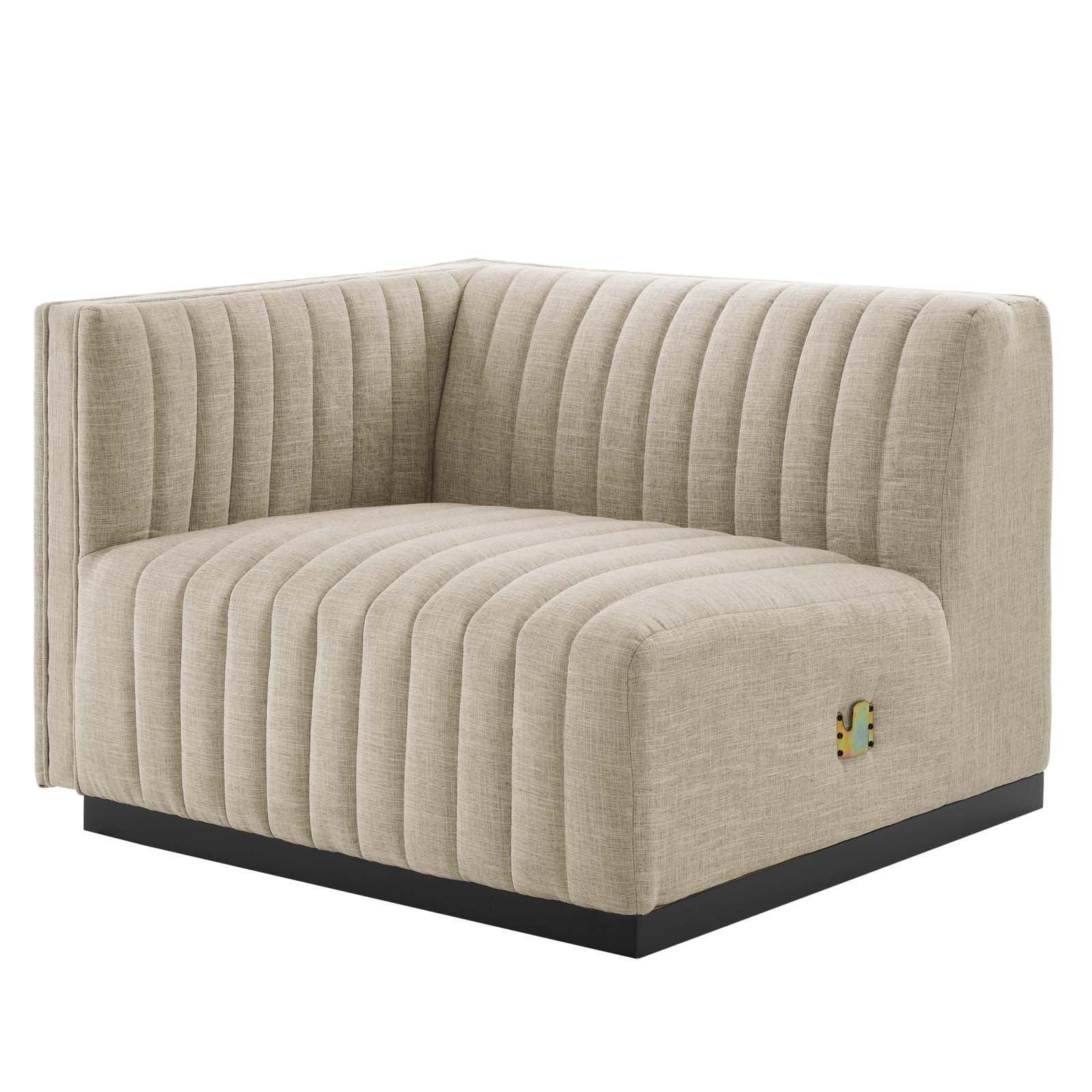 Modway Conjure Channel Tufted Upholstered Fabric 6-Piece Sectional Sofa FredCo