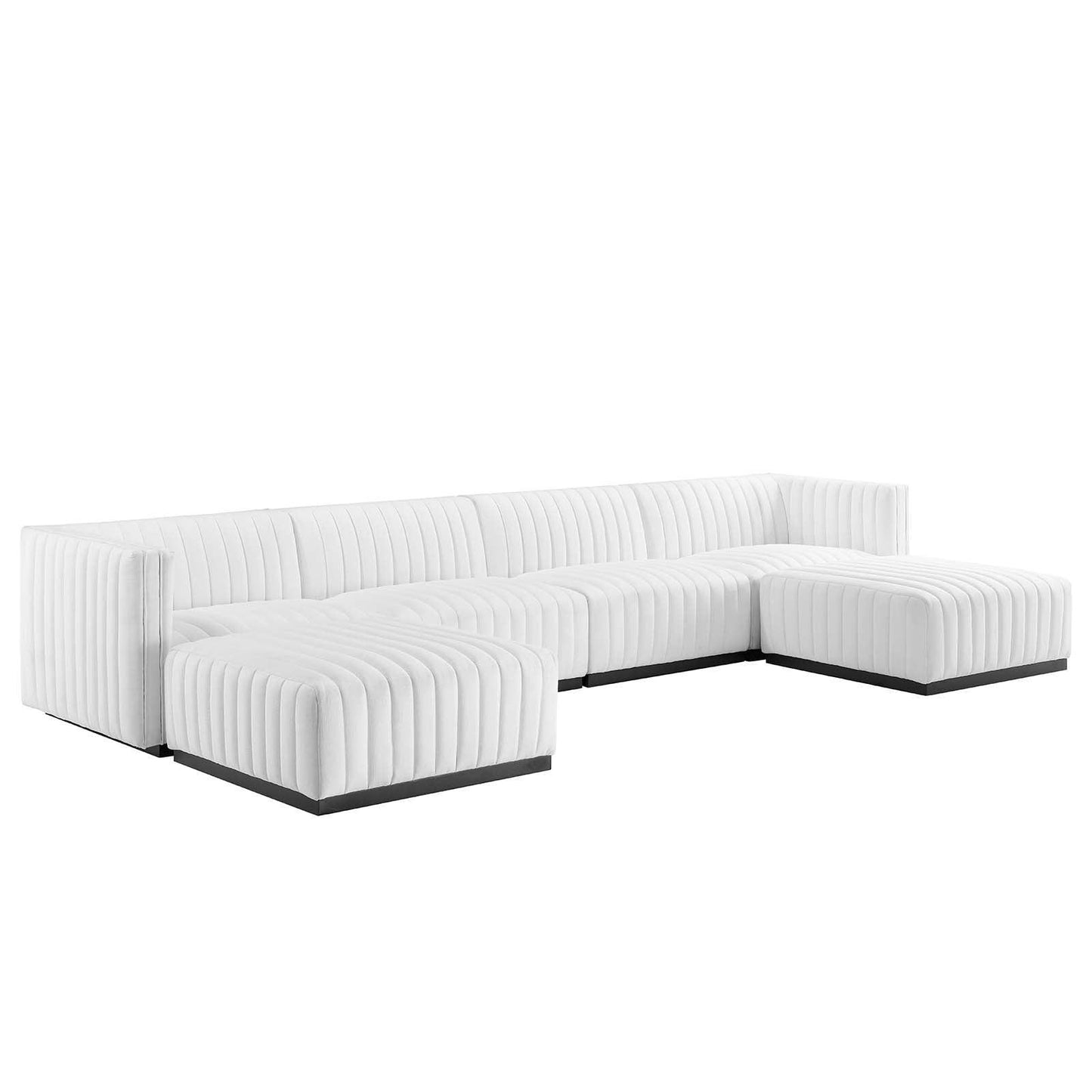 Modway Conjure Channel Tufted Upholstered Fabric 6-Piece Sectional Sofa FredCo