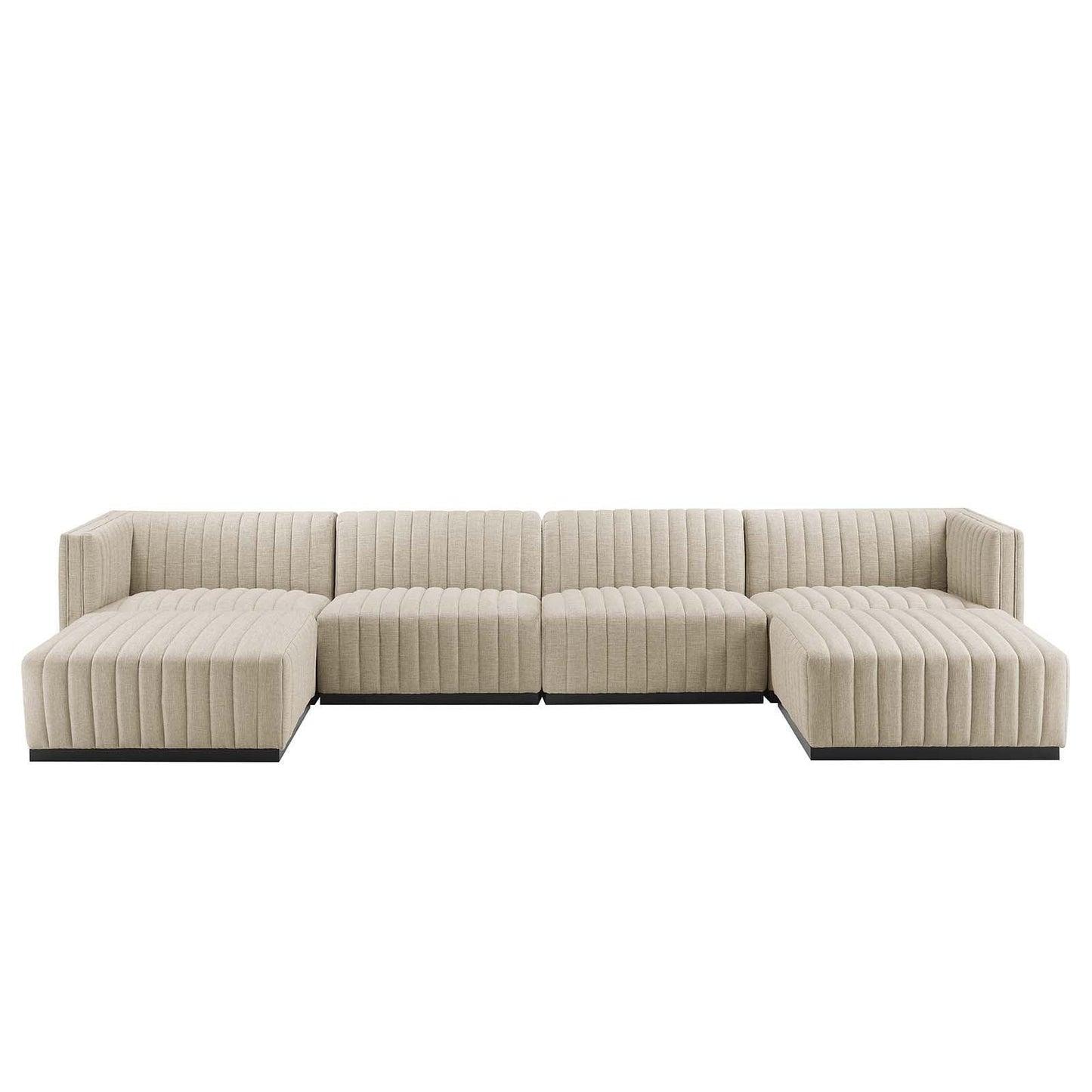 Modway Conjure Channel Tufted Upholstered Fabric 6-Piece Sectional Sofa FredCo
