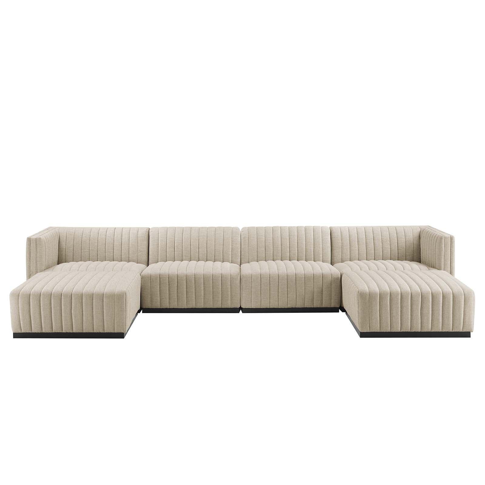 Modway Conjure Channel Tufted Upholstered Fabric 6-Piece Sectional Sofa FredCo