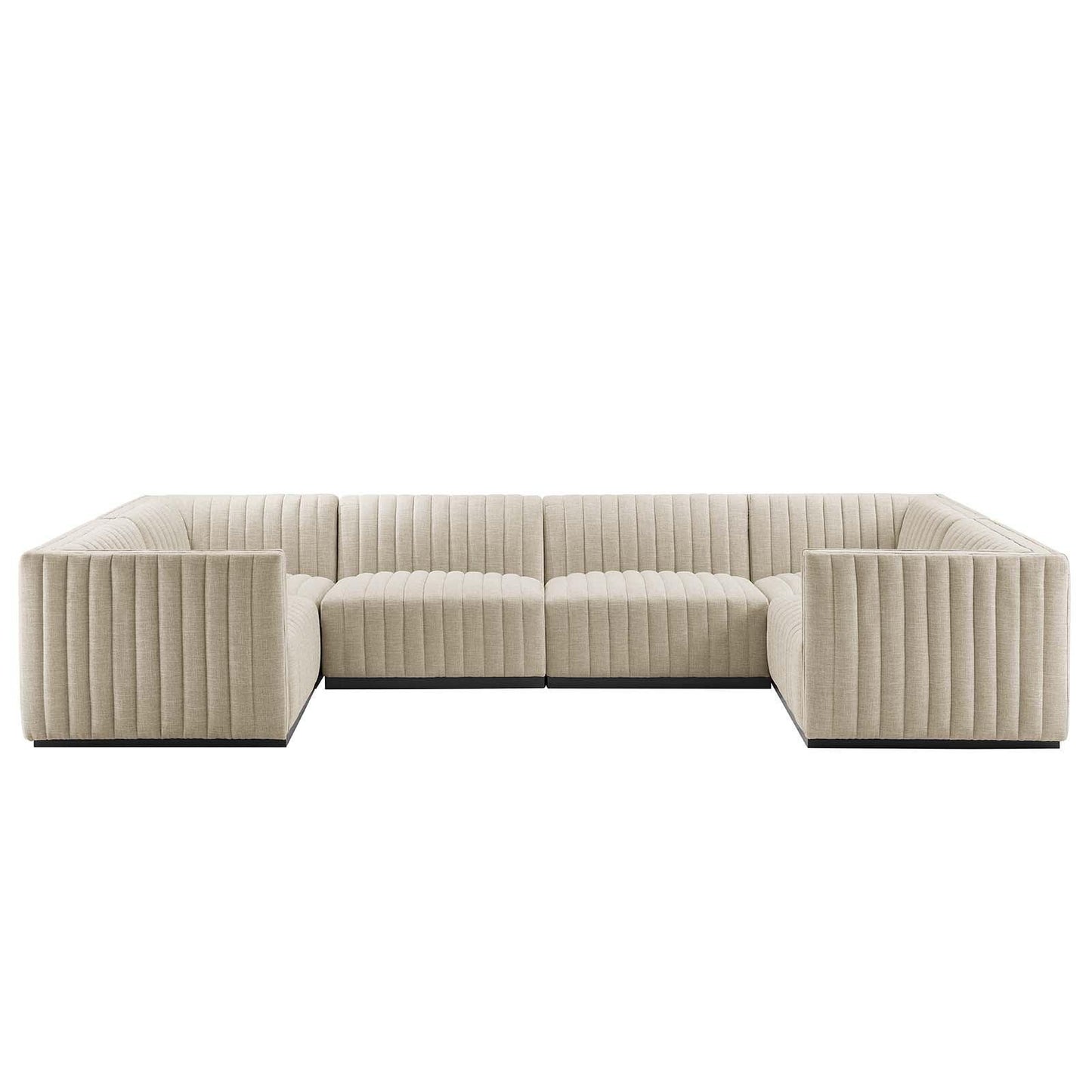 Modway Conjure Channel Tufted Upholstered Fabric 6-Piece U-Shaped Sectional FredCo