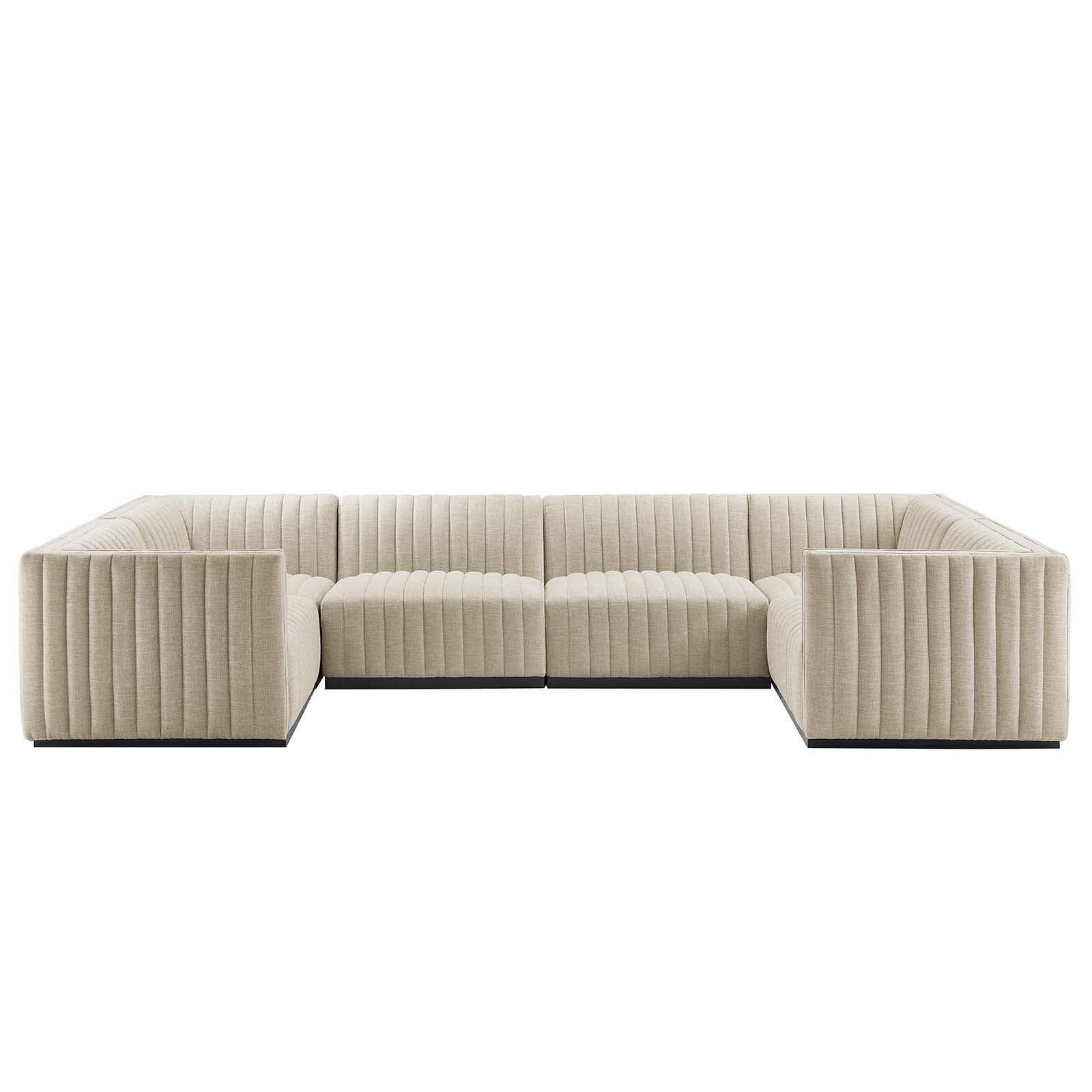 Modway Conjure Channel Tufted Upholstered Fabric 6-Piece U-Shaped Sectional FredCo