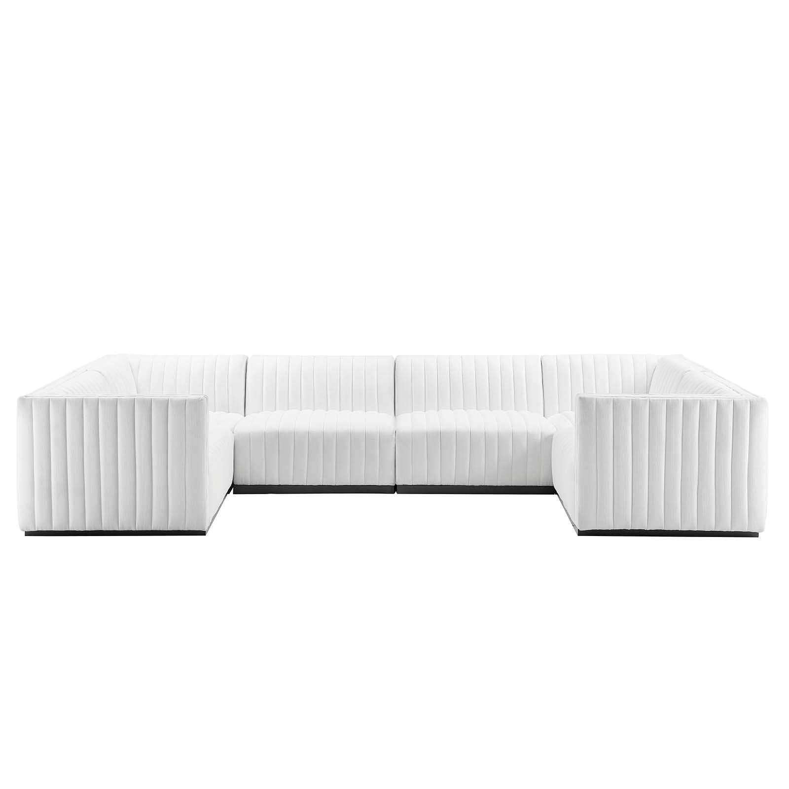 Modway Conjure Channel Tufted Upholstered Fabric 6-Piece U-Shaped Sectional FredCo