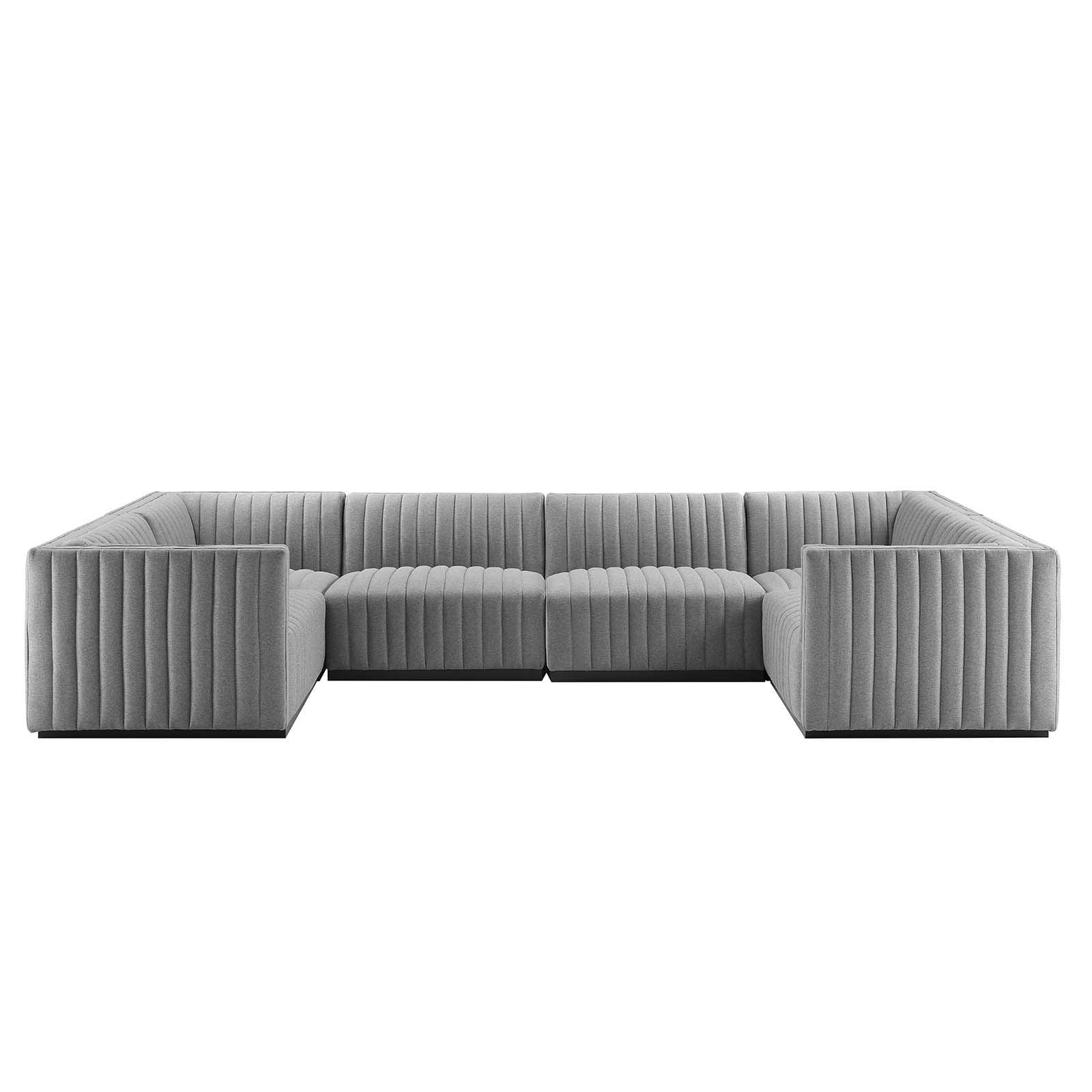 Modway Conjure Channel Tufted Upholstered Fabric 6-Piece U-Shaped Sectional FredCo