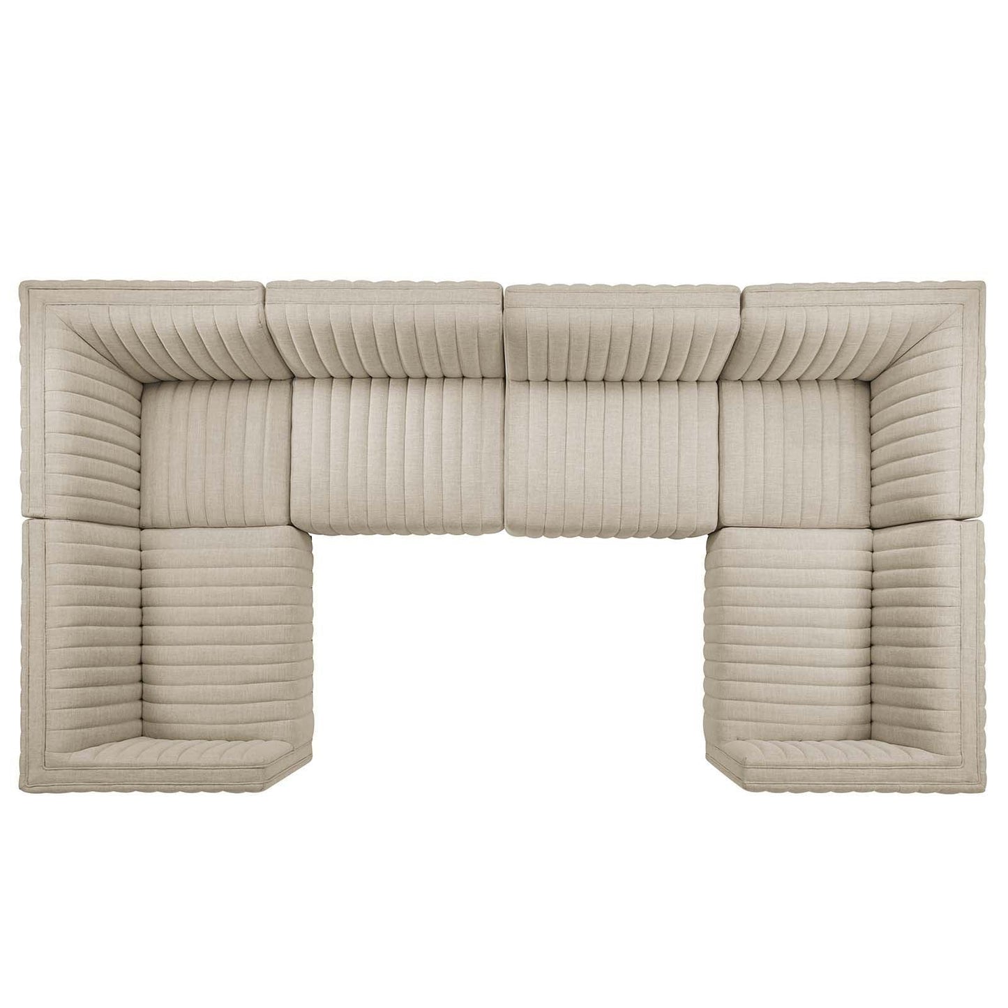 Modway Conjure Channel Tufted Upholstered Fabric 6-Piece U-Shaped Sectional FredCo