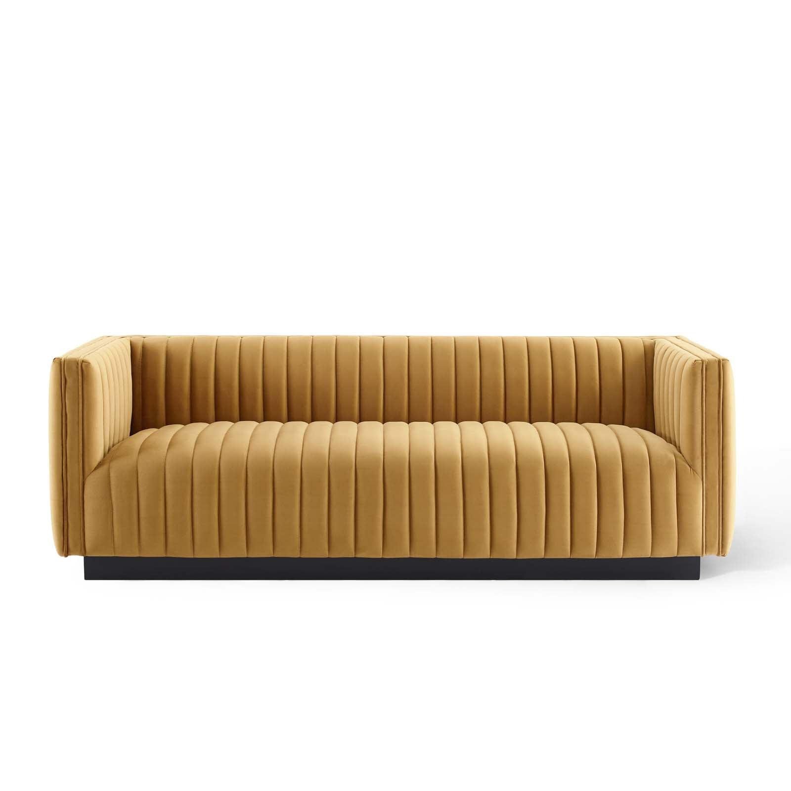 Modway Conjure Channel Tufted Velvet Sofa FredCo