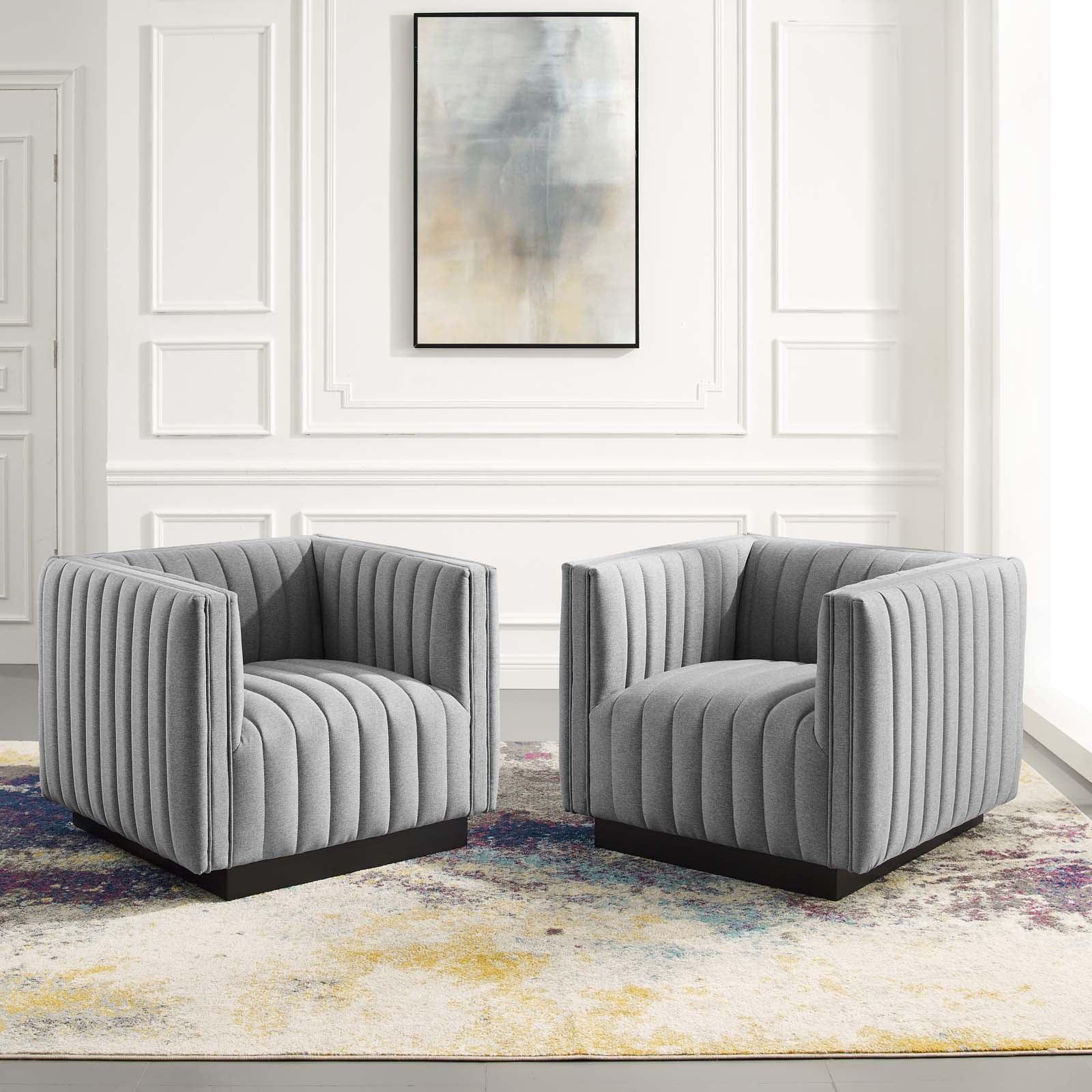 Modway Conjure Tufted Armchair Upholstered Fabric Set of 2 FredCo