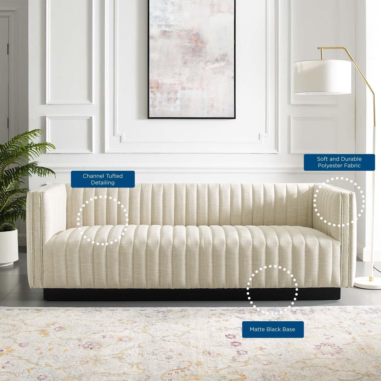 Modway Conjure Tufted Upholstered Fabric Sofa FredCo