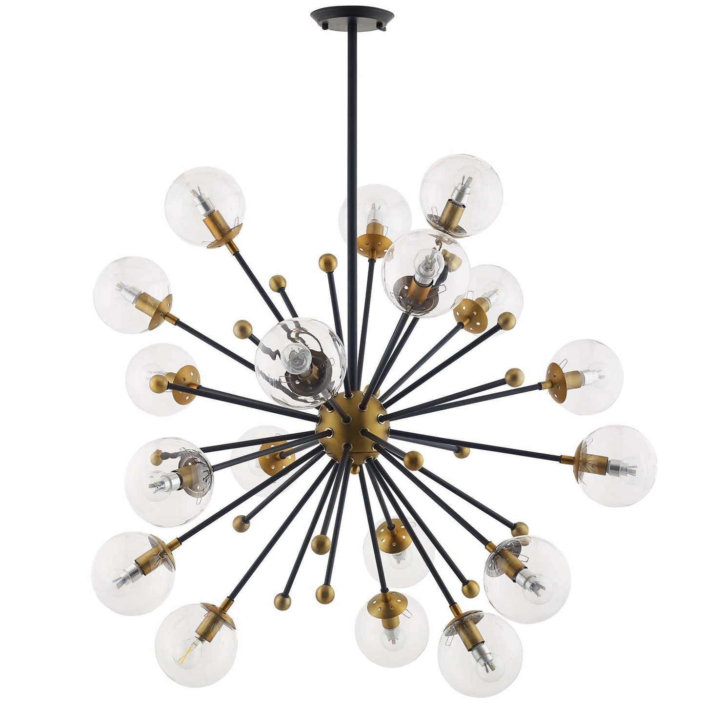 Modway Constellation Clear Glass and Brass Ceiling Light Pendant Chandelier FredCo