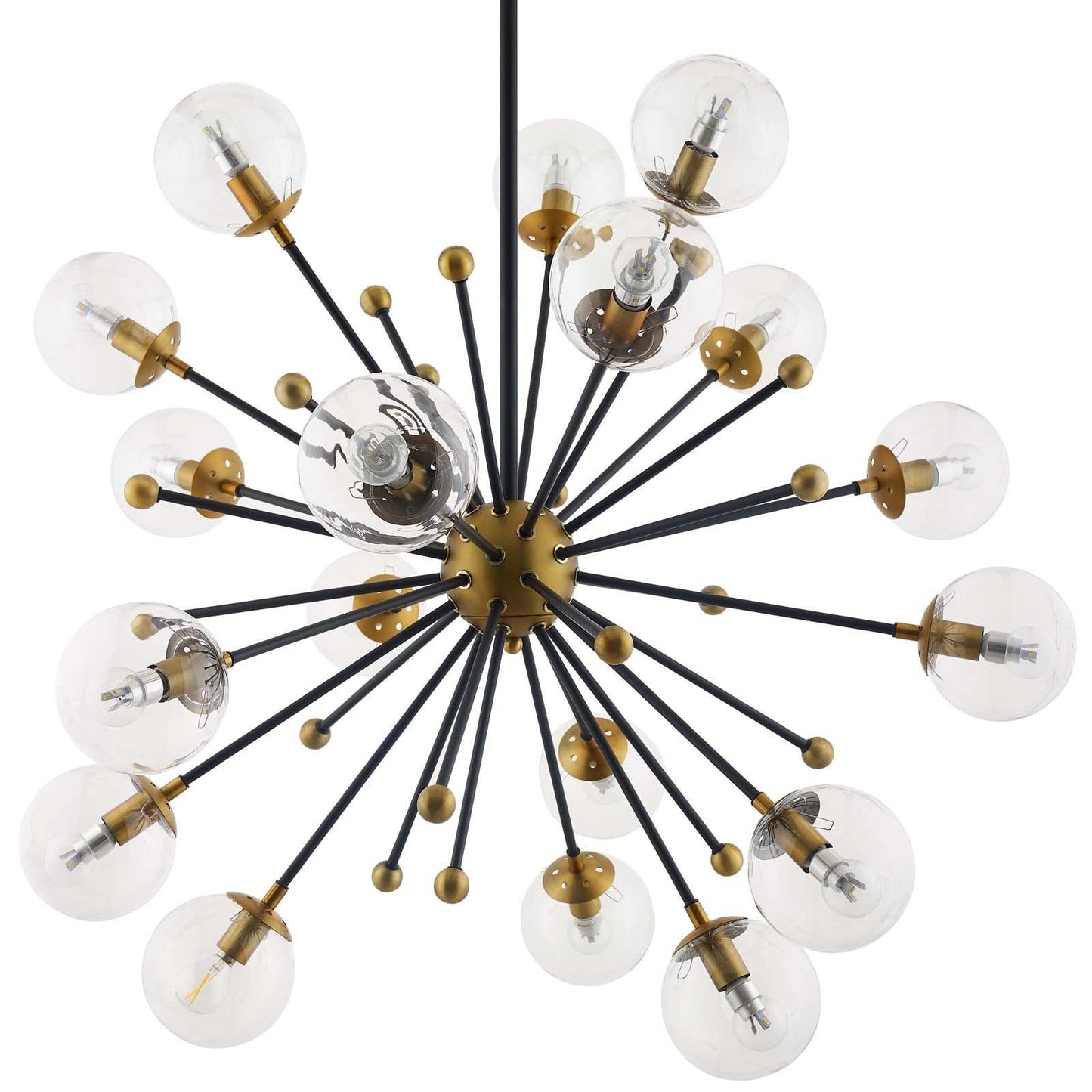 Modway Constellation Clear Glass and Brass Ceiling Light Pendant Chandelier FredCo