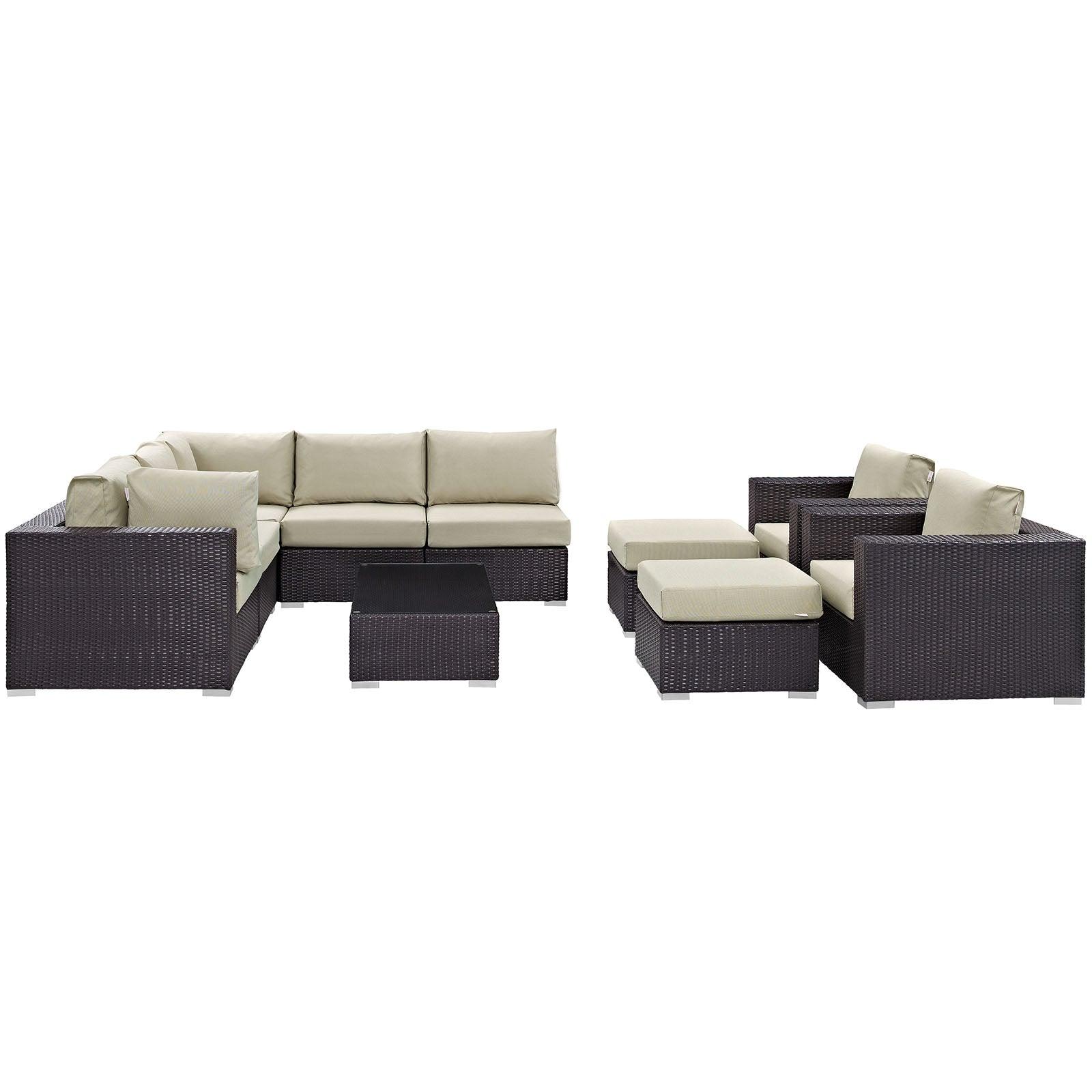 Modway Convene 10 Piece Outdoor Patio Sectional Set FredCo