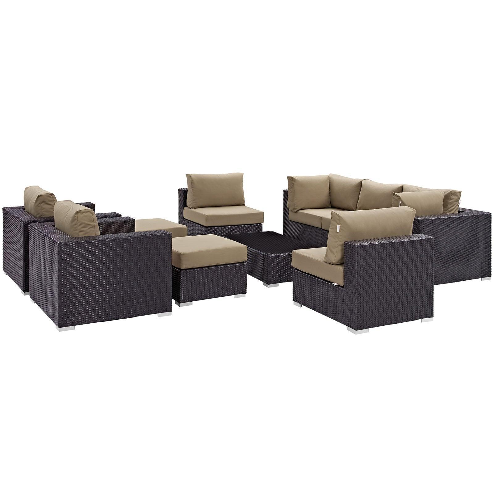 Modway Convene 10 Piece Outdoor Patio Sectional Set FredCo