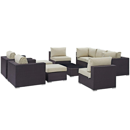 Modway Convene 10 Piece Outdoor Patio Sectional Set FredCo