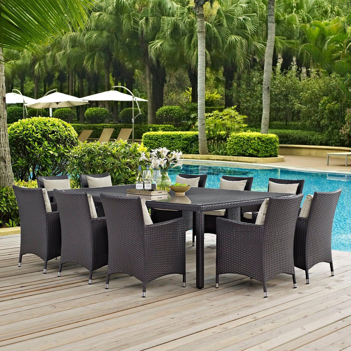 Modway Convene 11 Piece Outdoor Patio Dining Set, EEI-2240 FredCo