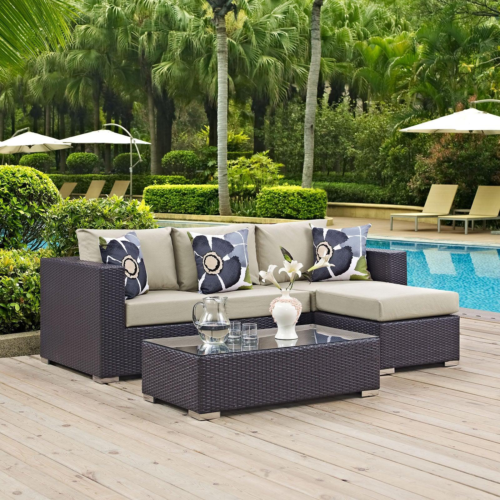 Modway Convene 3 Piece Outdoor Patio Sofa Set, EEI-2364 FredCo