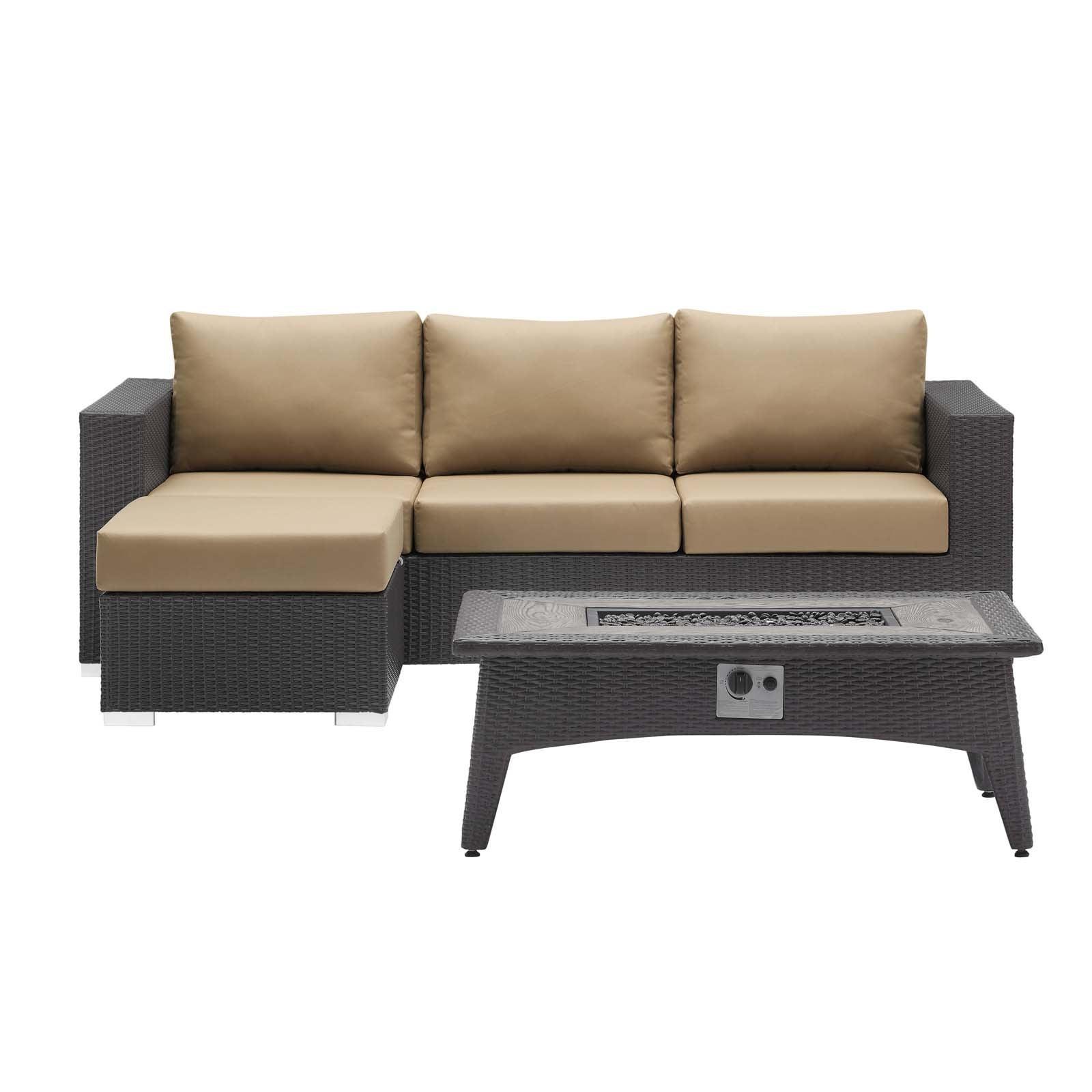 Modway Convene 3 Piece Set Outdoor Patio with Fire Pit FredCo