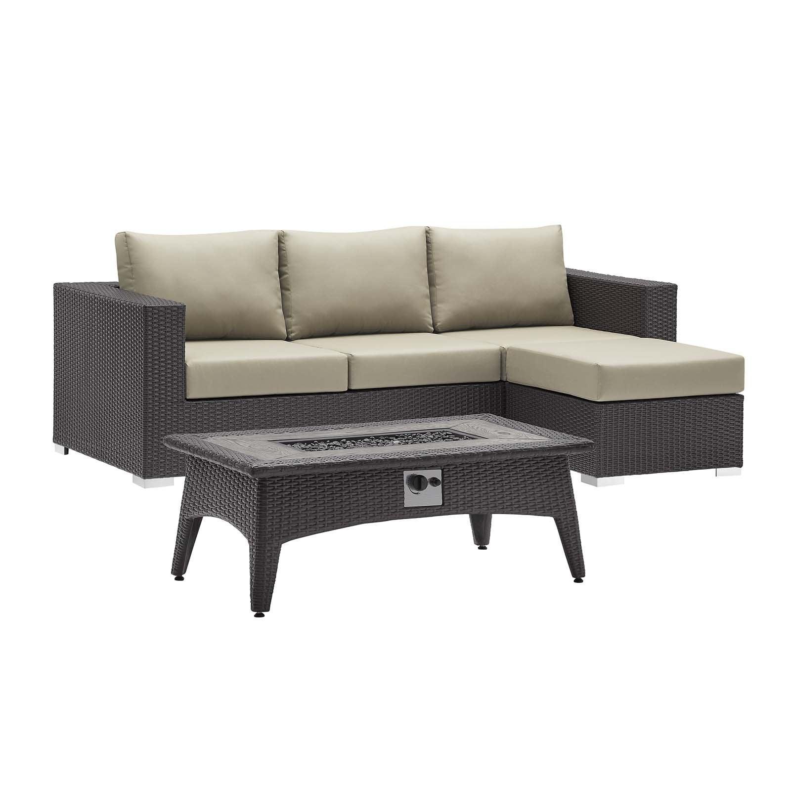 Modway Convene 3 Piece Set Outdoor Patio with Fire Pit FredCo