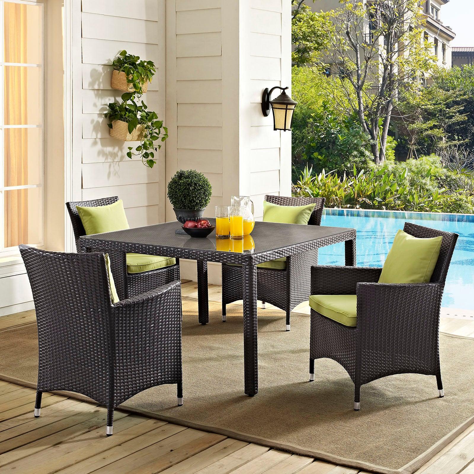 Modway Convene 47" Square Outdoor Patio Glass Top Dining Table FredCo