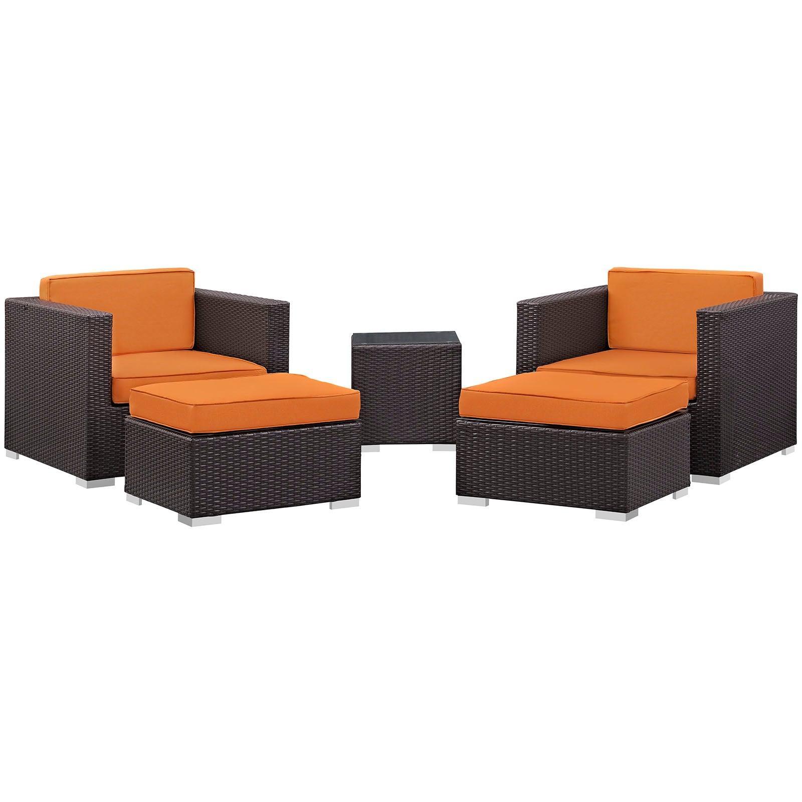 Modway Convene 5 Piece Outdoor Patio Sectional Set FredCo