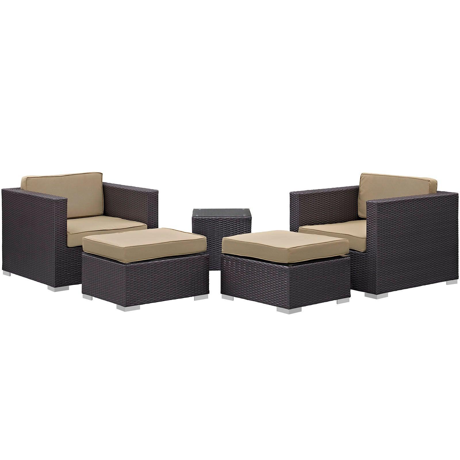 Modway Convene 5 Piece Outdoor Patio Sectional Set FredCo