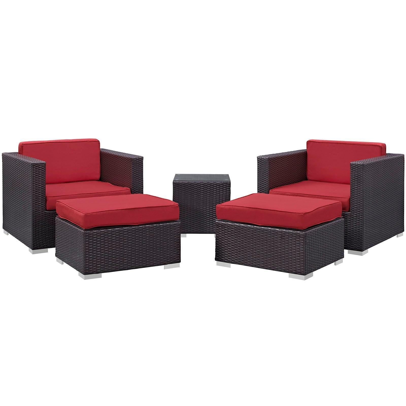 Modway Convene 5 Piece Outdoor Patio Sectional Set FredCo