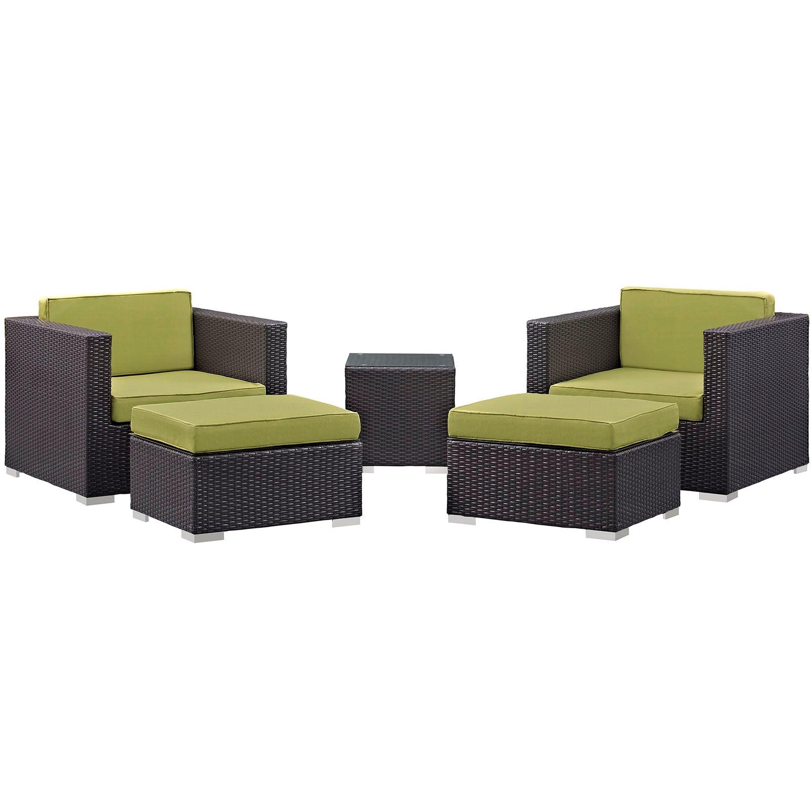 Modway Convene 5 Piece Outdoor Patio Sectional Set FredCo