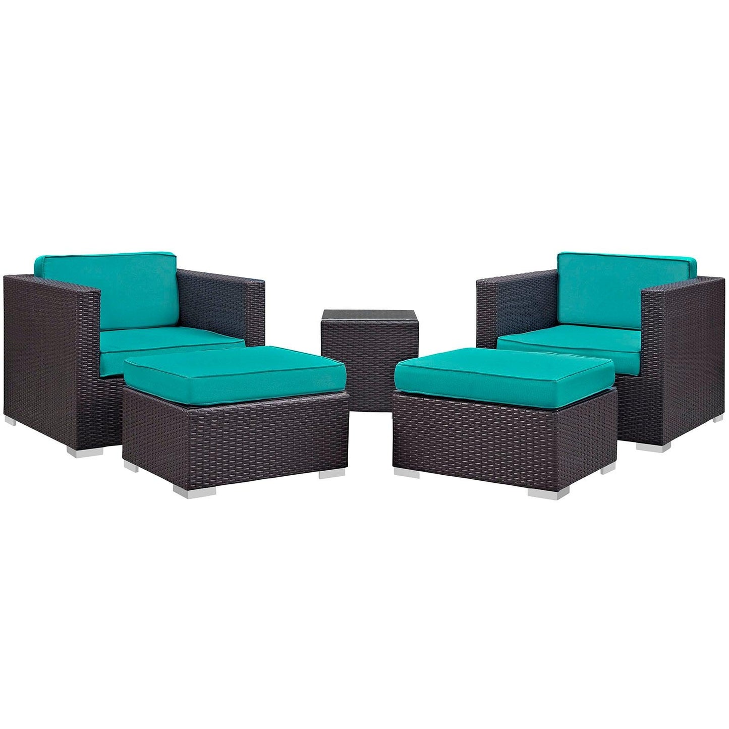 Modway Convene 5 Piece Outdoor Patio Sectional Set FredCo