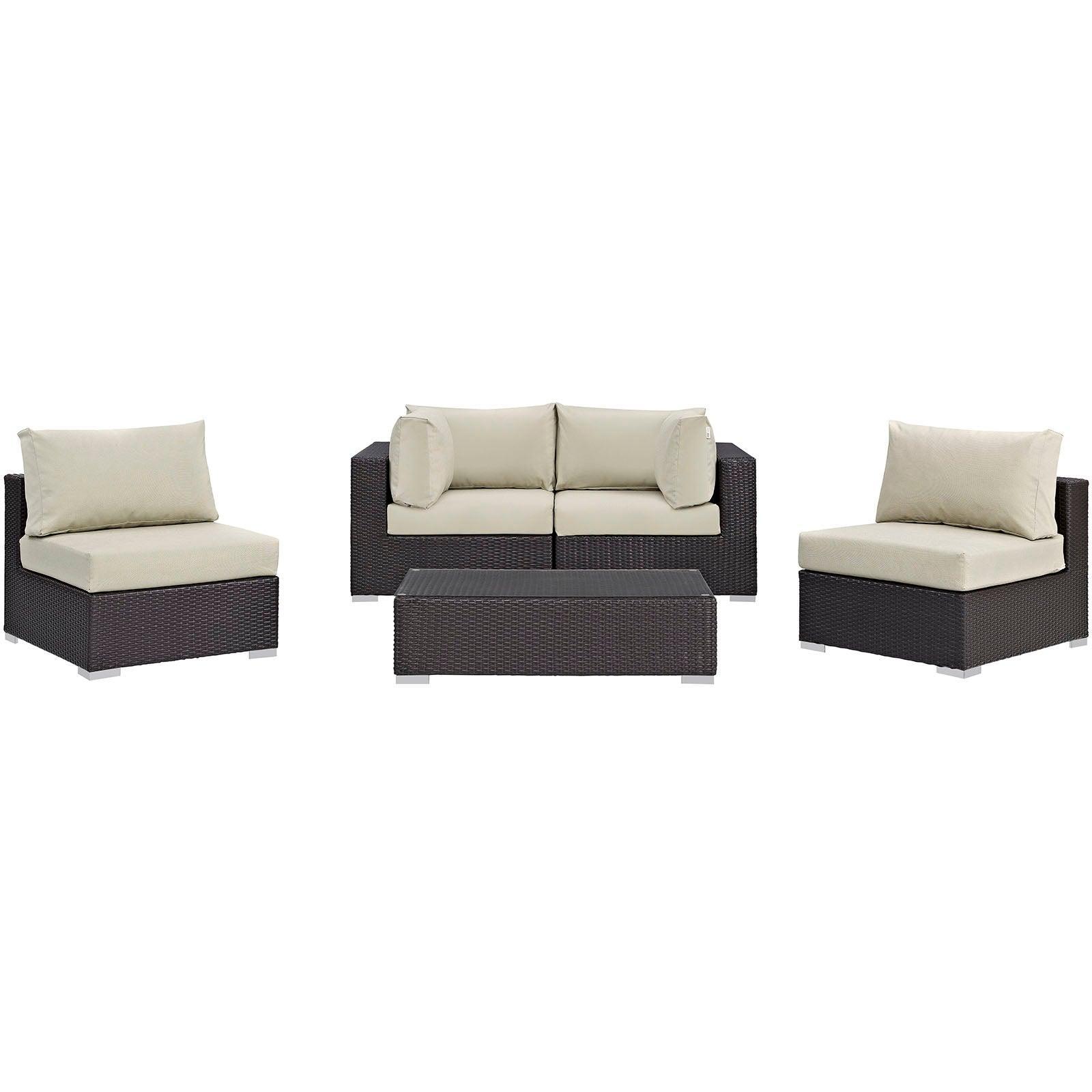 Modway Convene 5 Piece Outdoor Patio Sectional Set, EEI-2163 FredCo