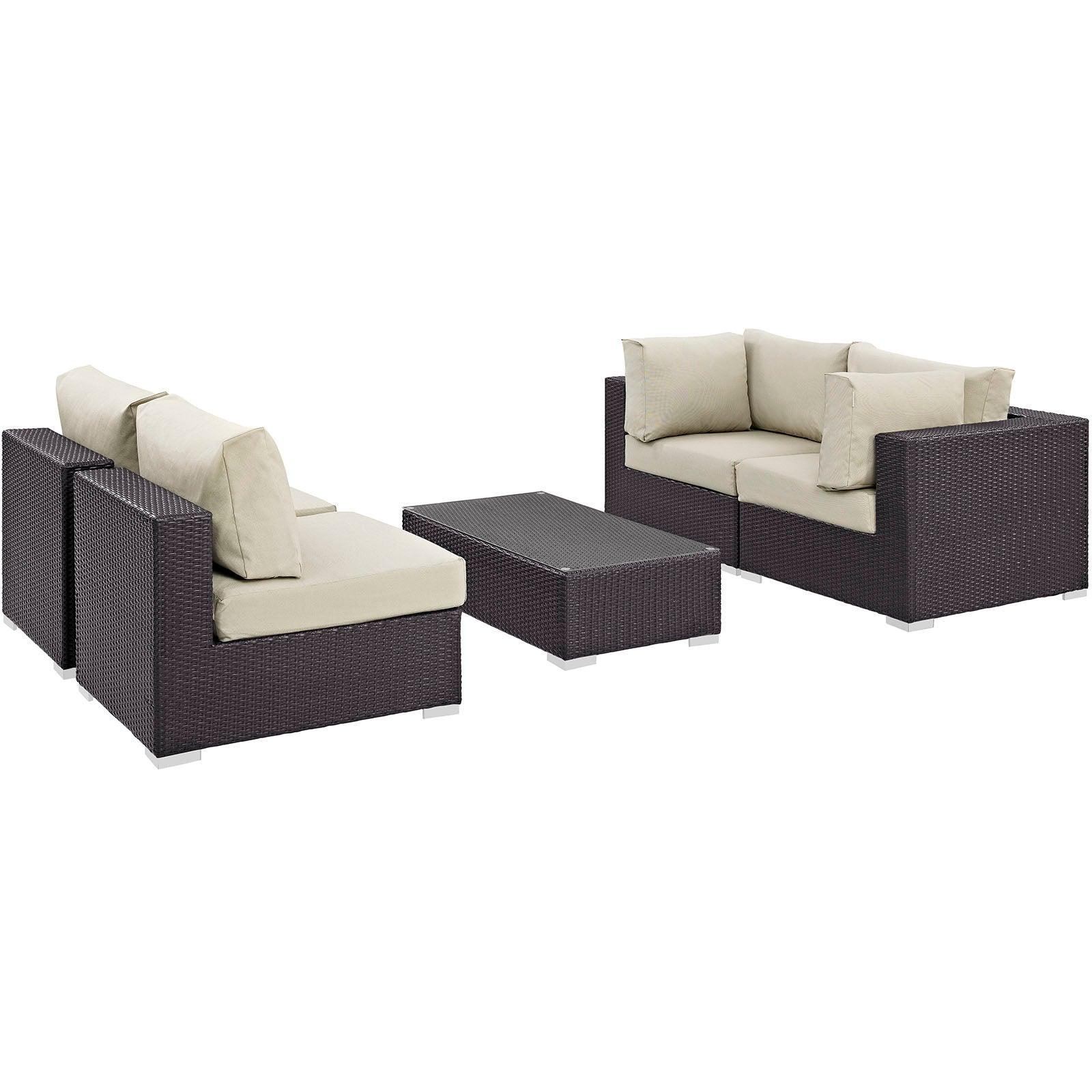 Modway Convene 5 Piece Outdoor Patio Sectional Set, EEI-2163 FredCo
