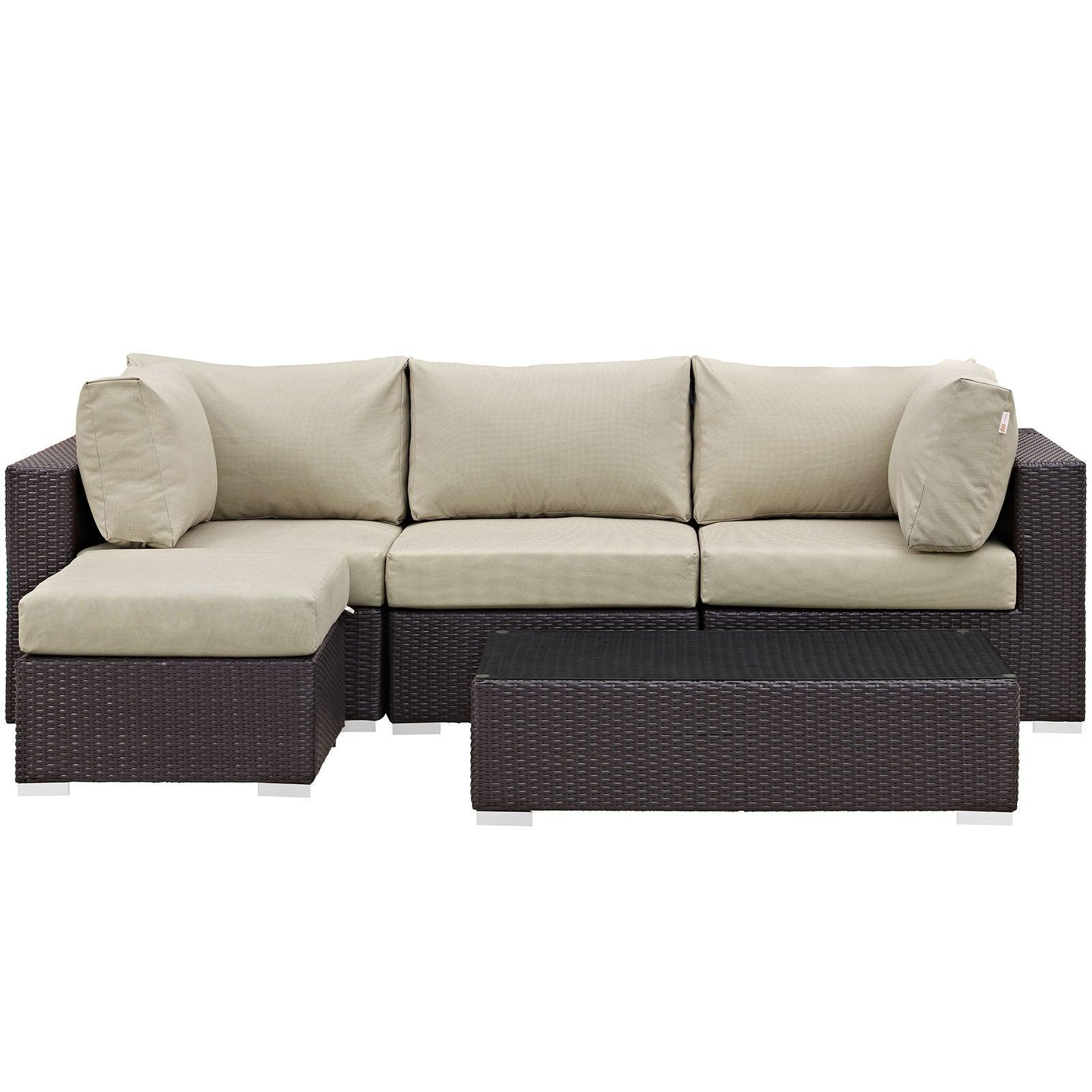 Modway Convene 5 Piece Outdoor Patio Sectional Set, EEI-2172 FredCo